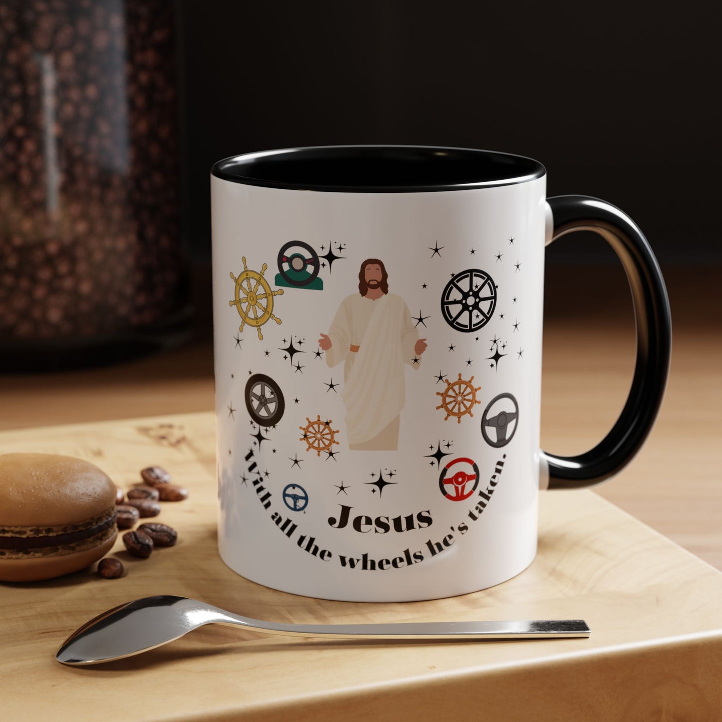 Funny Jesus mug Jesus take the wheel Radiate positivity mug Morning affirmation shining light Christmas gift for her gift for him bestiegift