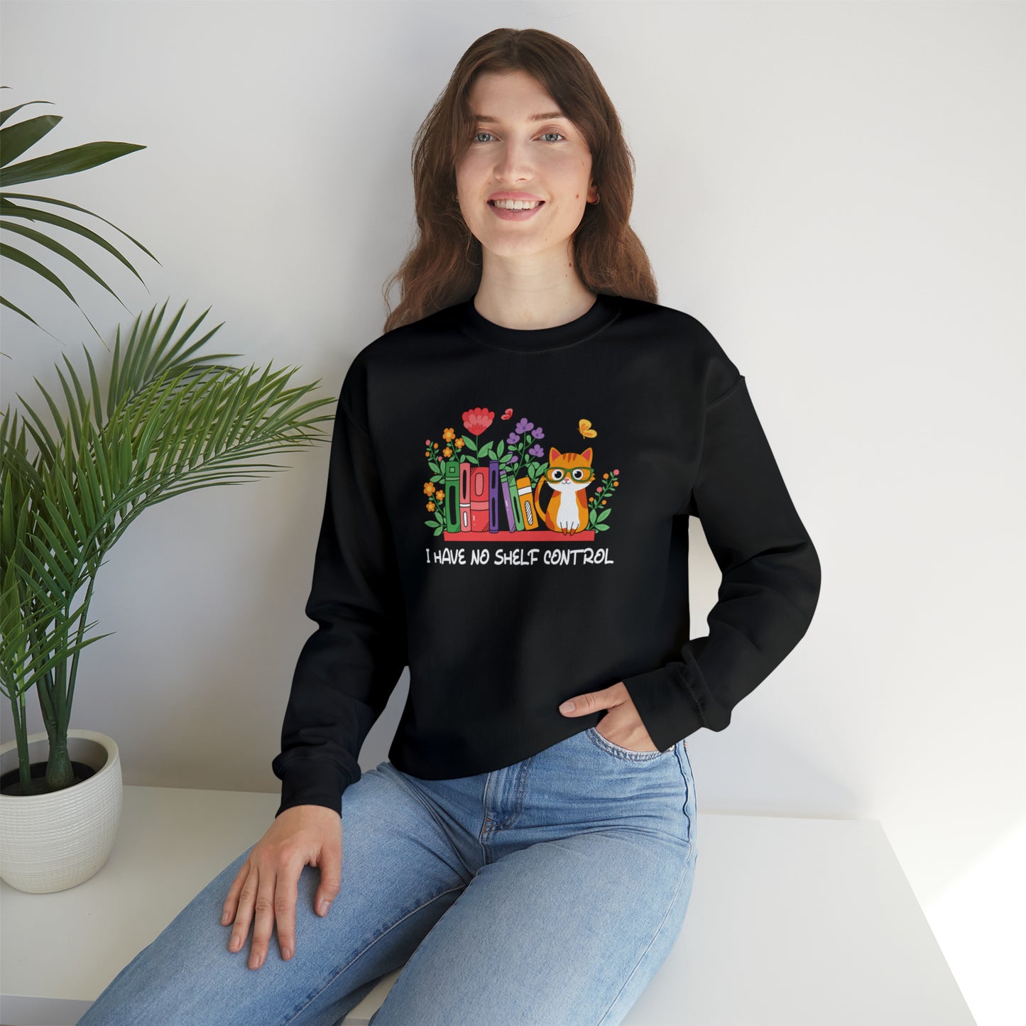 Cat lover Sweatshirt book lover sweater BookShelf control orange cat Shirt Halloween Cat Sweatshirt Gift for Cat Lover Gift for Cat Mom Gift