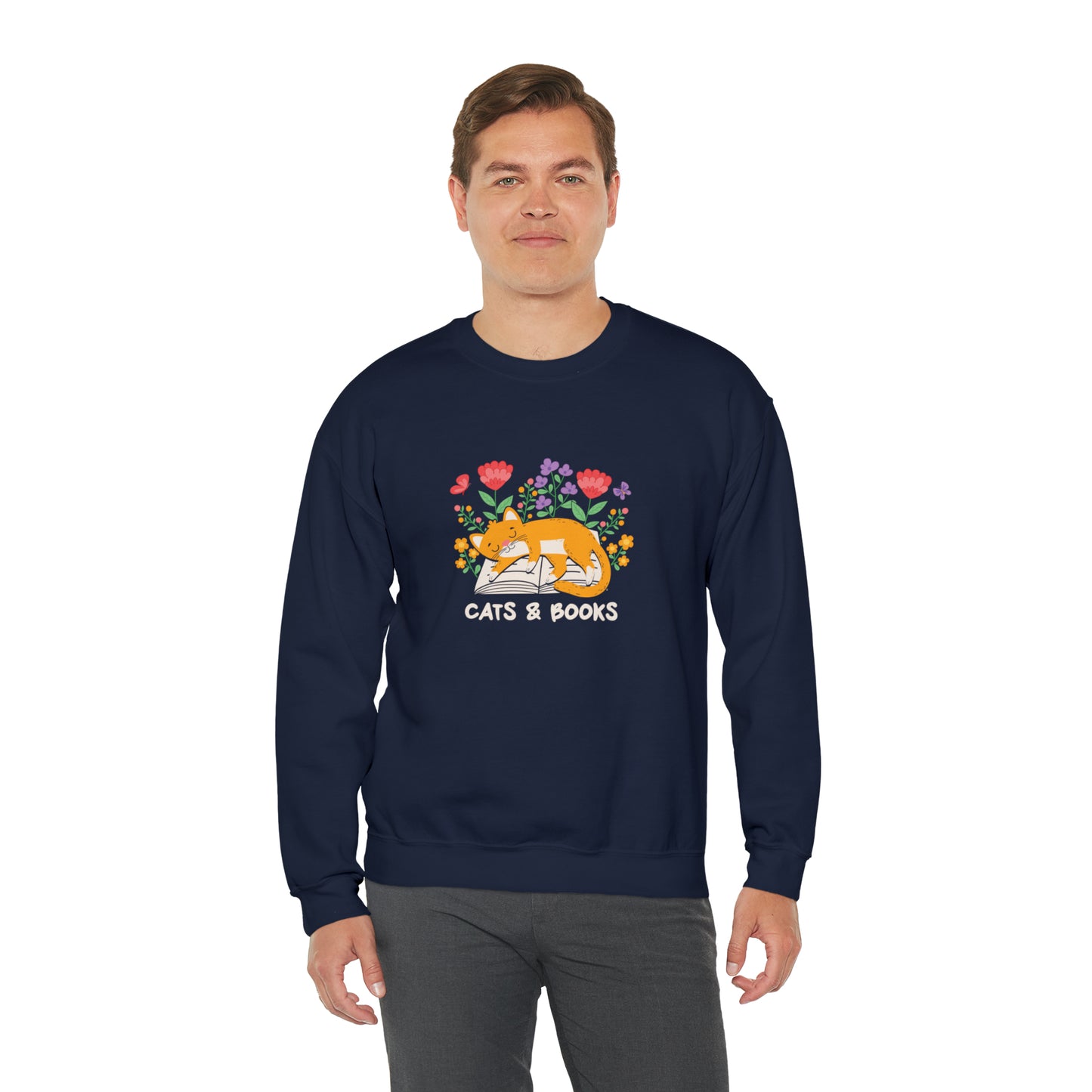 Cat Mom Shirt Cat Lover Tee Cute Book Cat Shirt Floral Book Shirt Book Lover Sweatshirt Reader Bookish Tee Cat Themed Gift For Women for Men