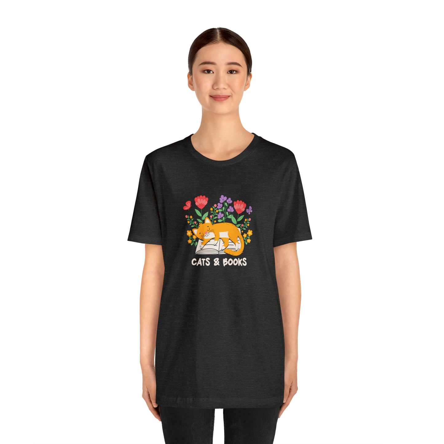 Cat Mom Shirt Cat Lover Tee Cute Book Cat Shirt Floral Book Shirt Book Lover Sweatshirt Reader Bookish Tee Cat Themed Gift For Women for men