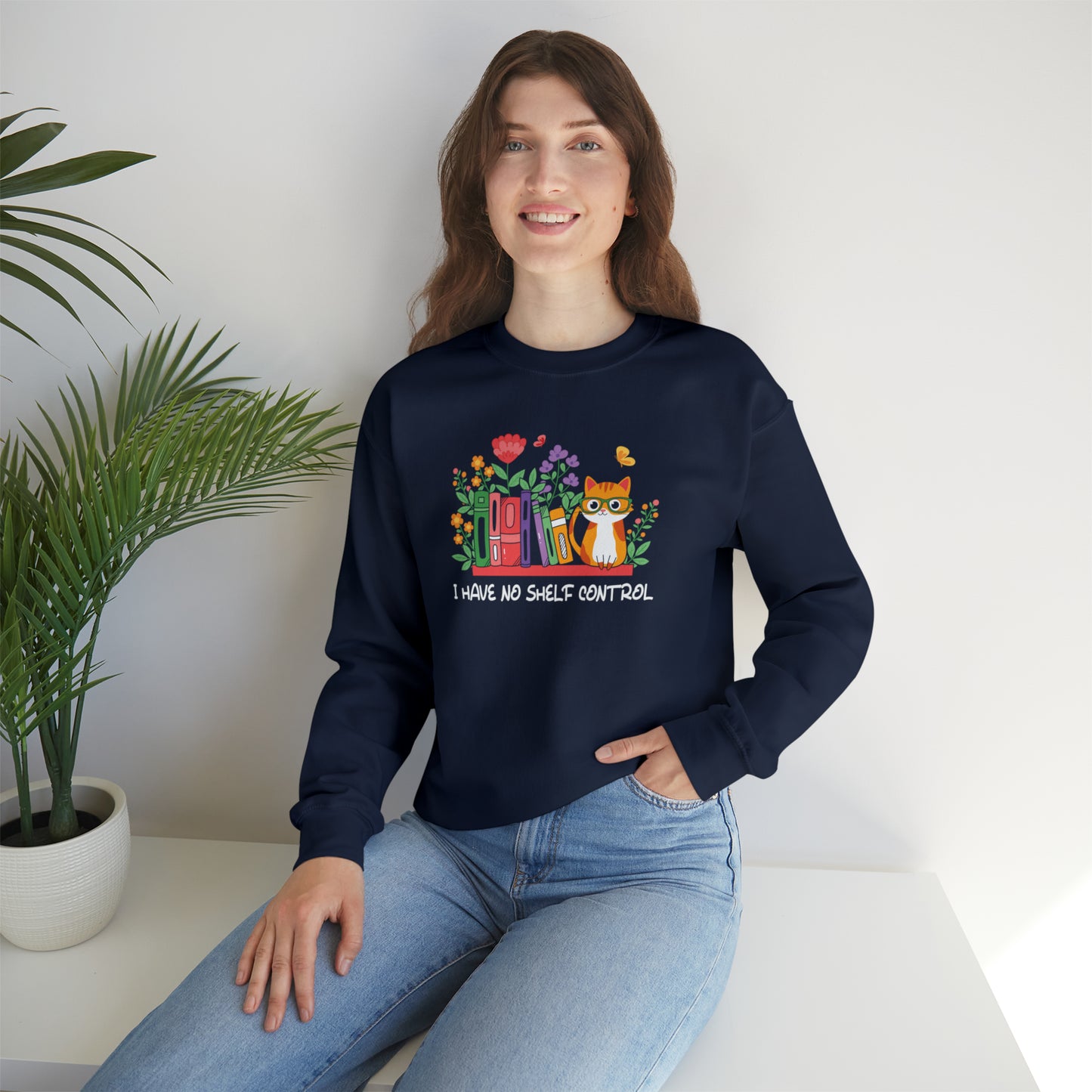 Cat lover Sweatshirt book lover sweater BookShelf control orange cat Shirt Halloween Cat Sweatshirt Gift for Cat Lover Gift for Cat Mom Gift
