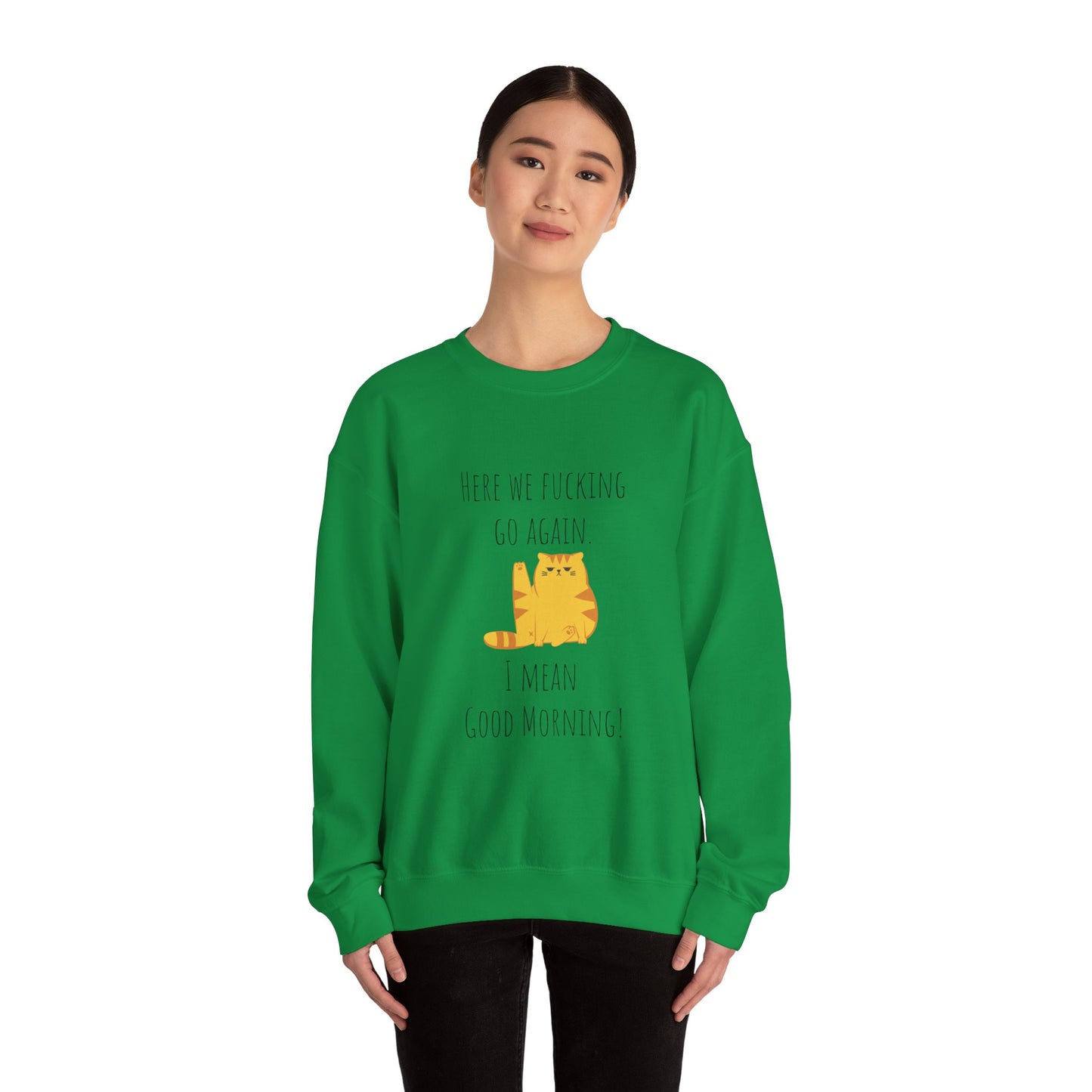 Grumpy cat sweater Here we go fucking again sweater gifts funny cat birthday gift Christmas sweatshirt gift for her for Women Christmas gift