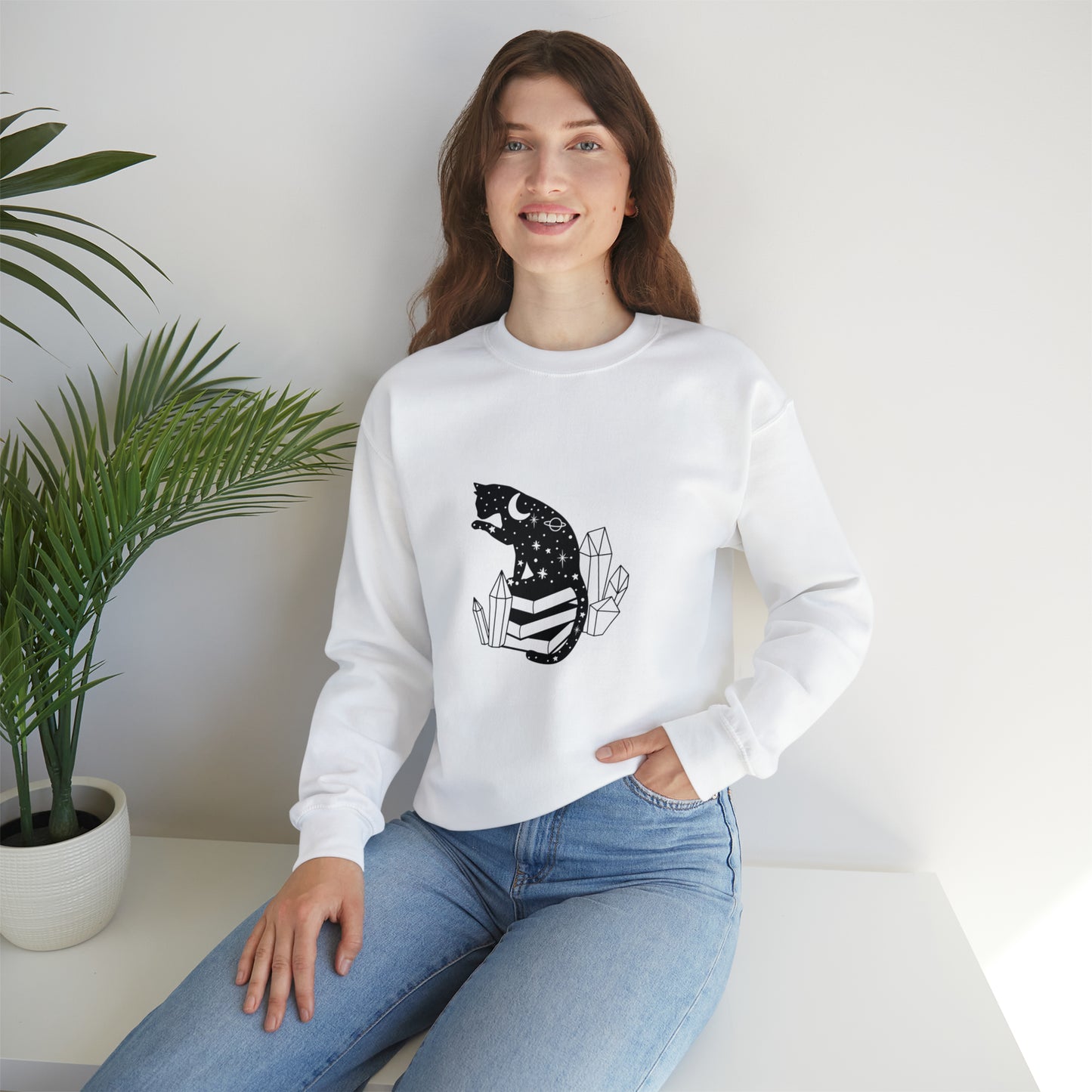 Cat lover Sweatshirt book lover sweater Crystal lover Shirt Halloween Cat Sweatshirt Gift for Cat Lover Gift for Cat Mom Gift moon