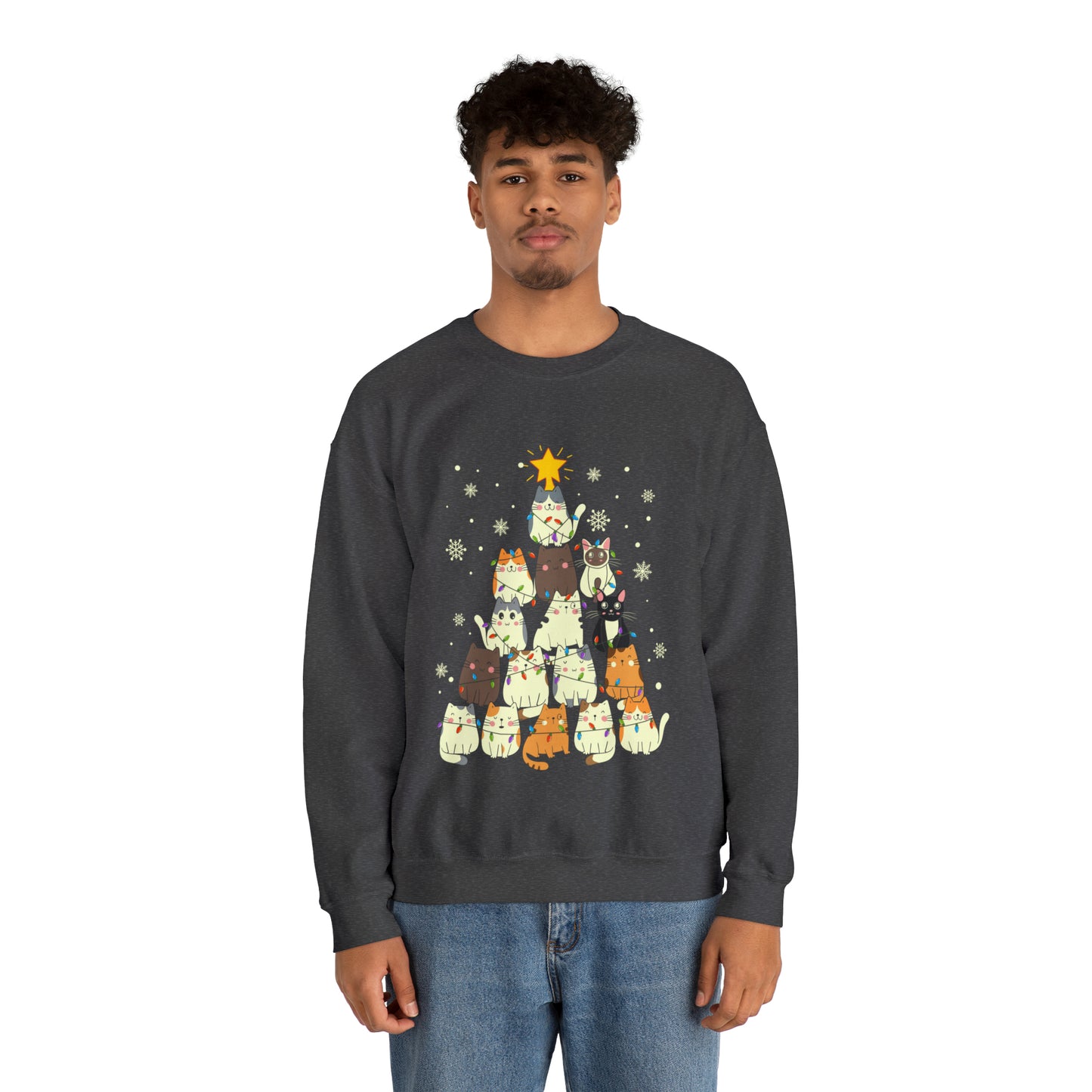 Cat Christmas sweater Kitty Christmas tree sweatshirt Family Cat lover gift for gift for him Merry Bright Christmas sweatshirt Christmas
