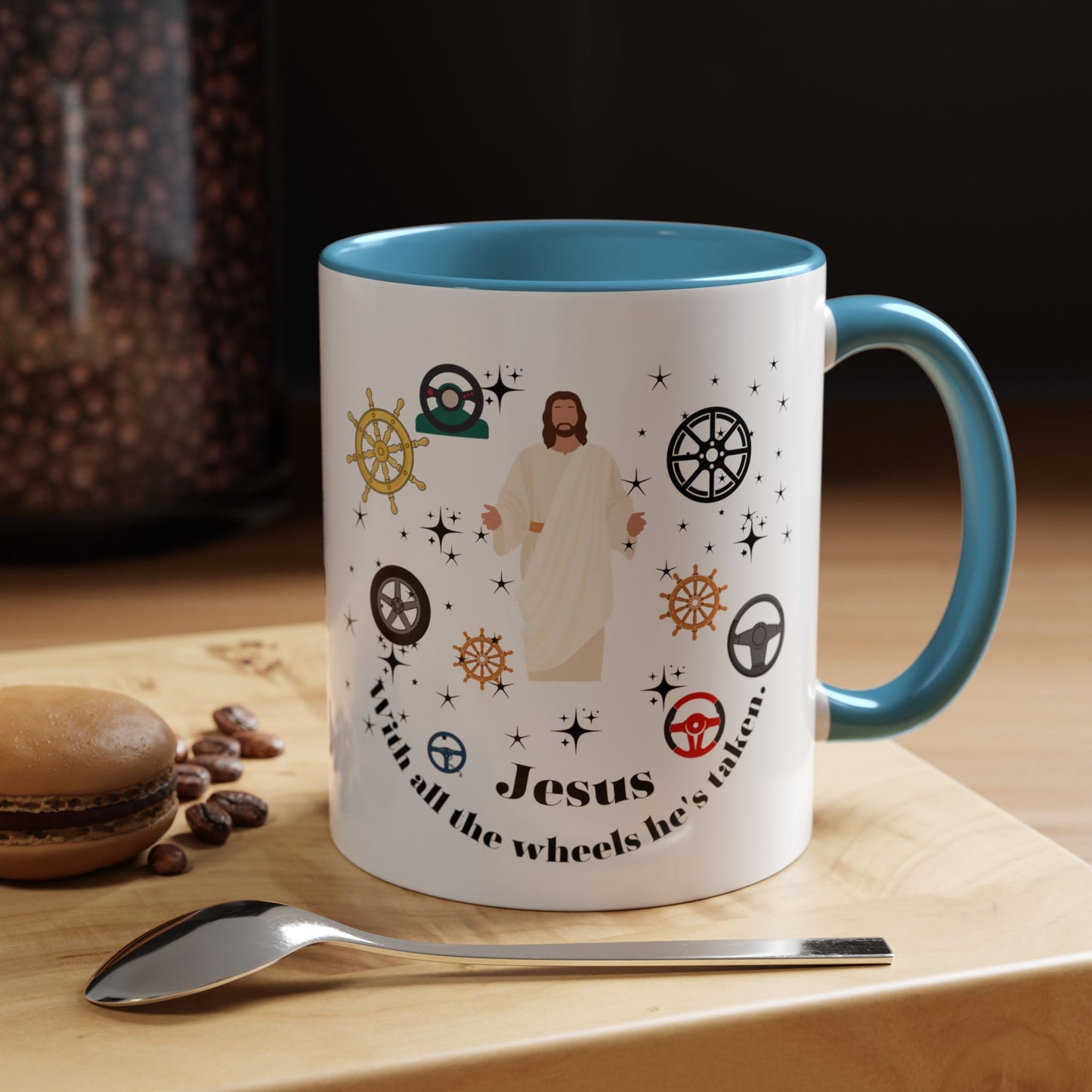 Funny Jesus mug Jesus take the wheel Radiate positivity mug Morning affirmation shining light Christmas gift for her gift for him bestiegift