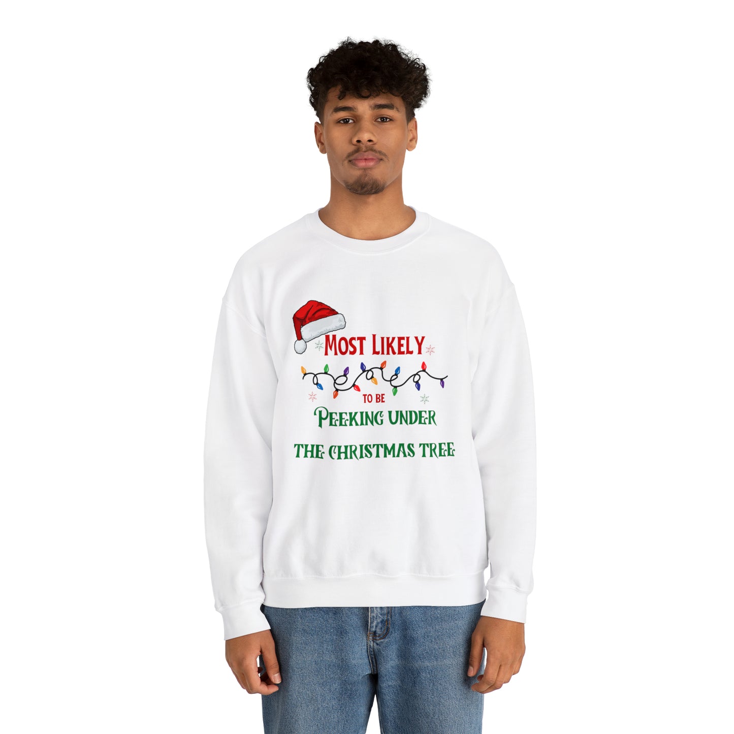 Matching Family Christmas Shirts Most likely to peek under the Christmas tree Santa claus Hat family tshirts Family Christmas Shirt, Matching Xmas Tees Custom Christmas T shirt photos
