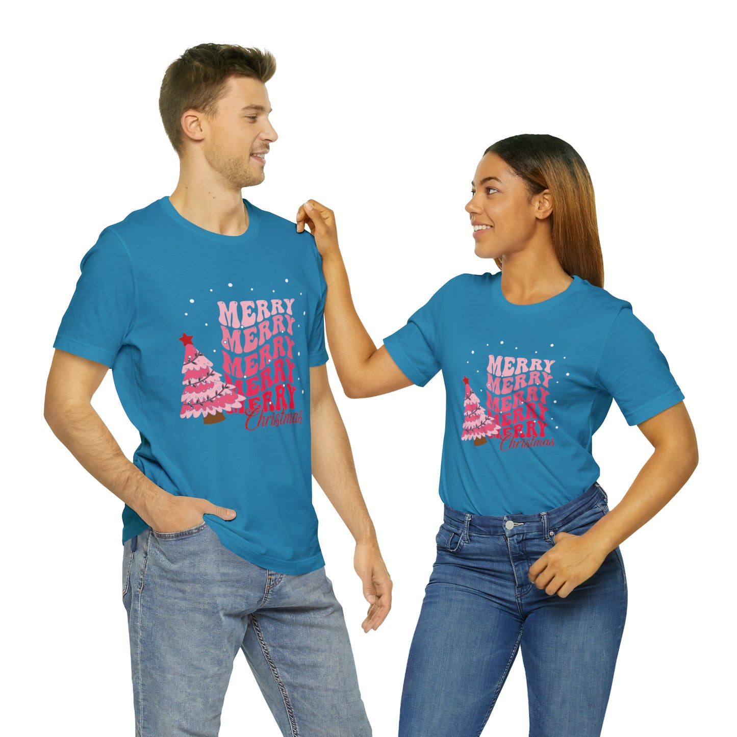 Festive AF shirt Pink Merry Bright Christmas Tshirt for Women Christmas Shirt Sweater Holiday Christmas gift for her gift for him unisex