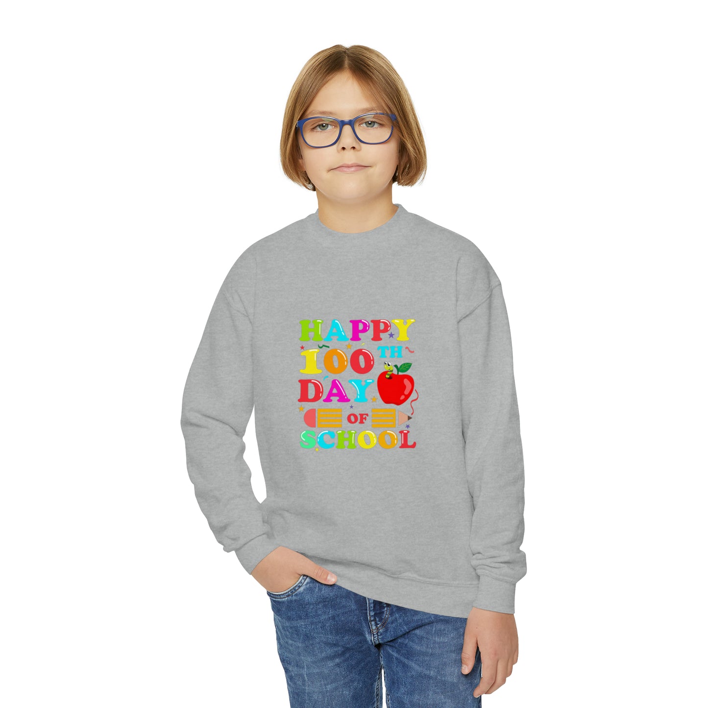 100 days of school sweater kid Christmas gift sweater youth sweatshirt Christmas Youth Crewneck Sweatshirt
