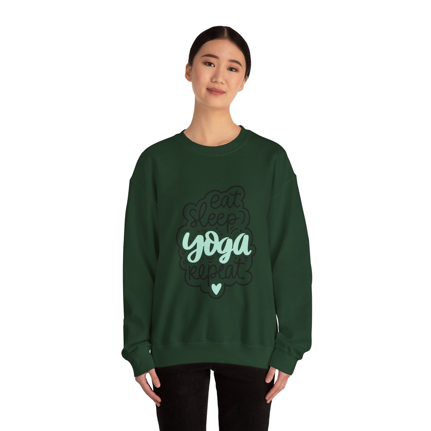 Eat sleep yoga repeat sweater yoga sweater Here we go fucking again sweater gifts funny cat birthday gift Christmas sweatshirt gift for her