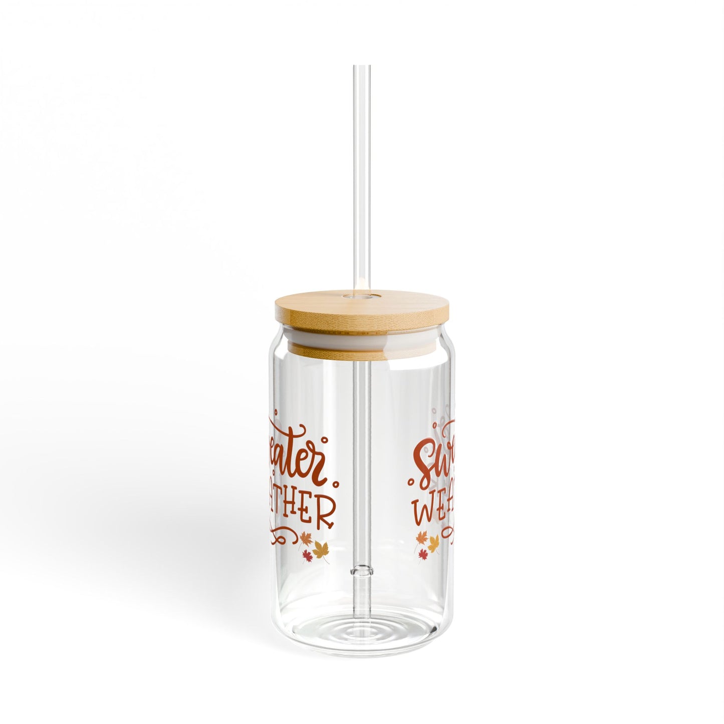 Sweater weather glass Hello Fall glass Autumn leaves mug sipper glass floral glass gift for her gift for teacher for mom bestie Sipper Glass