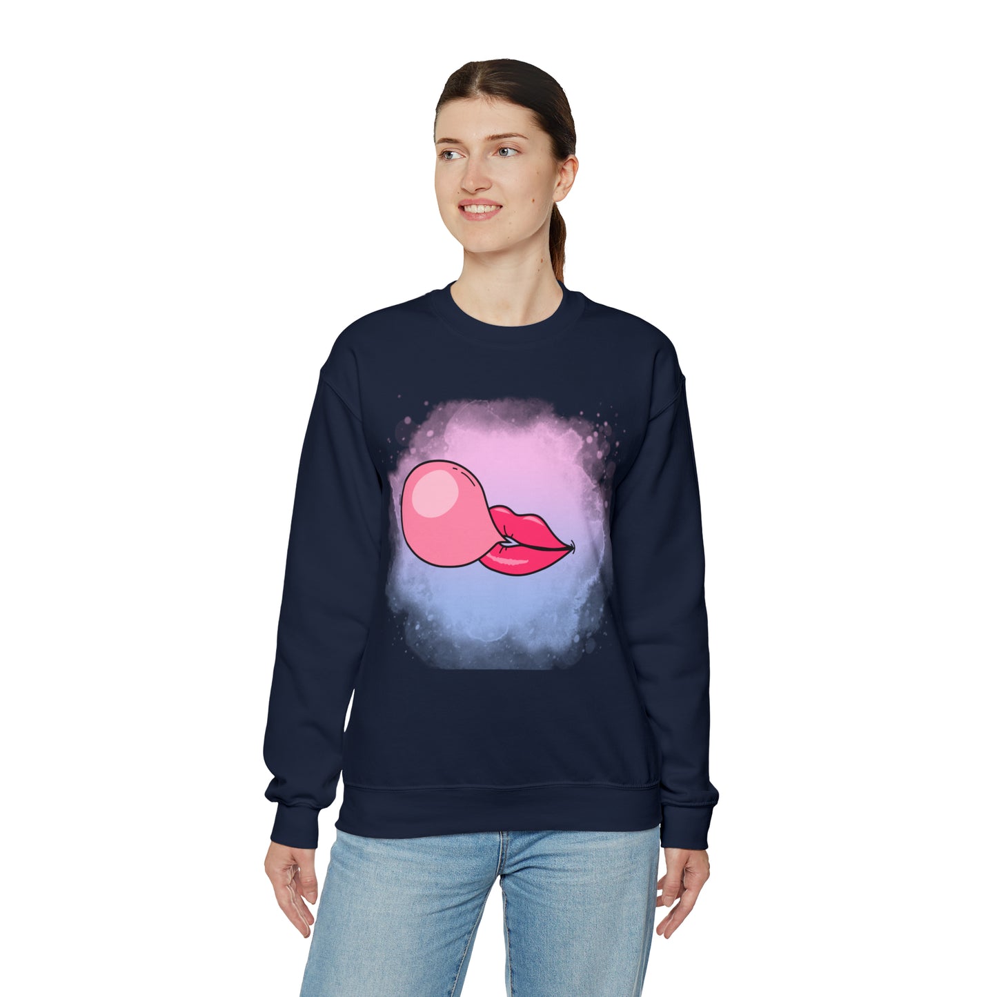 Bubble Gum kiss sweatshirt, Summer Bubblegum shirt, Birthday gift for her,Galantine travel sweatshirt,Unisex Heavy Blend Crewneck Sweatshirt