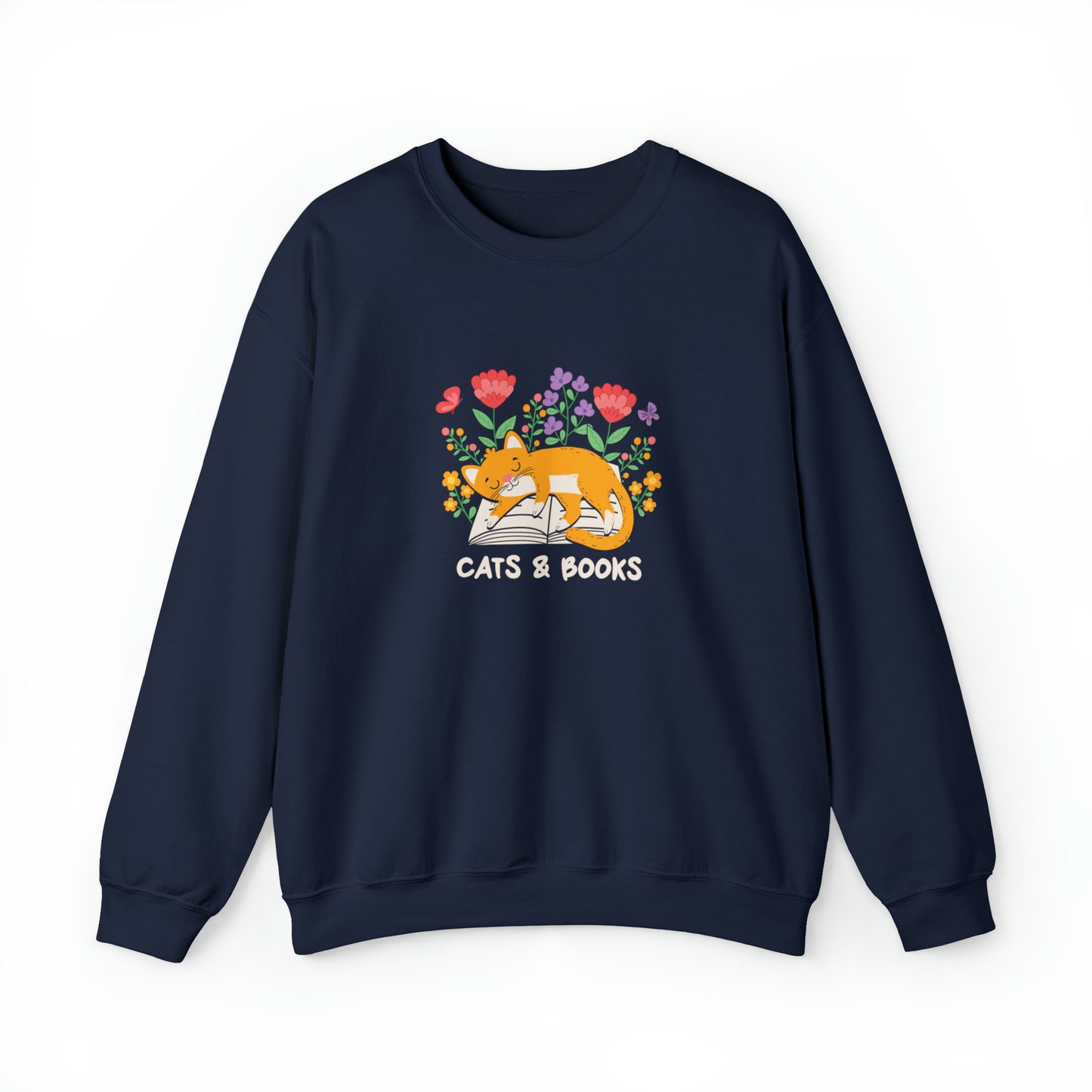 Cat Mom Shirt Cat Lover Tee Cute Book Cat Shirt Floral Book Shirt Book Lover Sweatshirt Reader Bookish Tee Cat Themed Gift For Women for Men