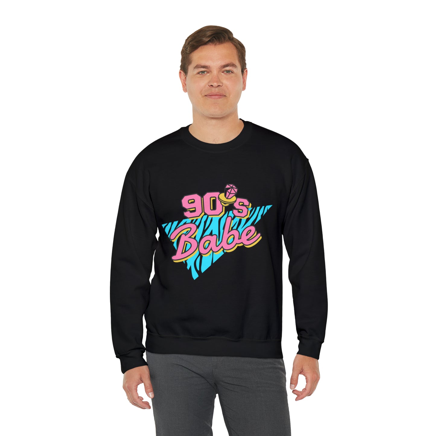 90's Babe Sweatshirt, Pink blue shirt, Unisex Heavy Blend Crewneck Sweatshirt
