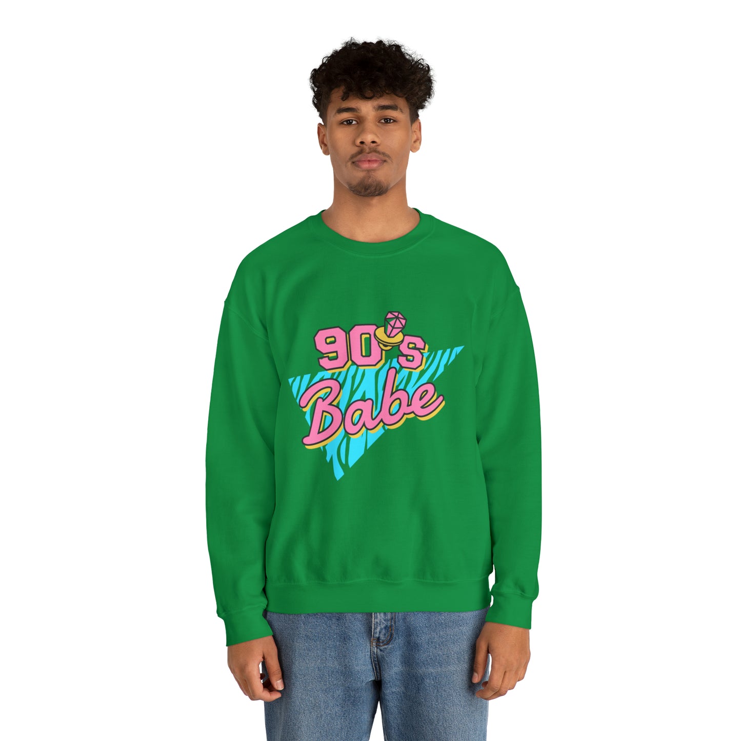 90's Babe Sweatshirt, Pink blue shirt, Unisex Heavy Blend Crewneck Sweatshirt