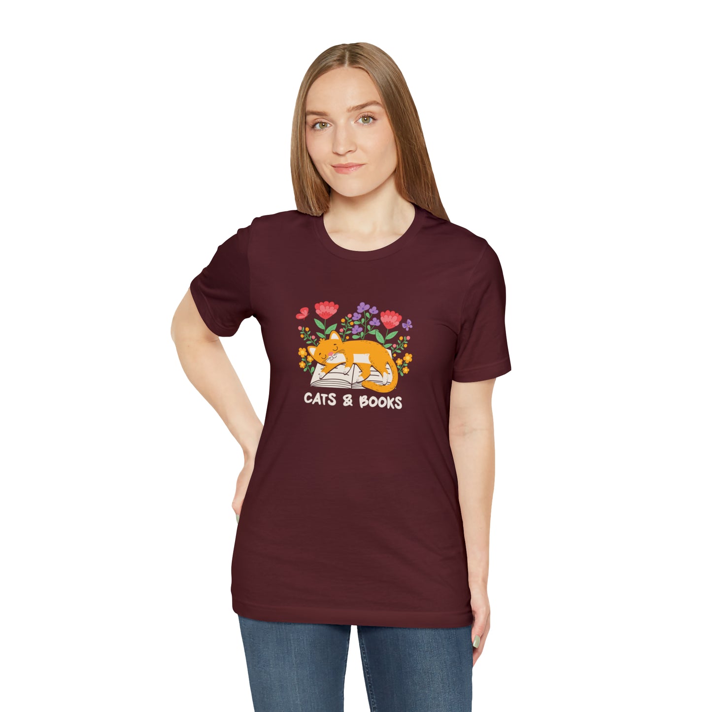 Cat Mom Shirt Cat Lover Tee Cute Book Cat Shirt Floral Book Shirt Book Lover Sweatshirt Reader Bookish Tee Cat Themed Gift For Women for men