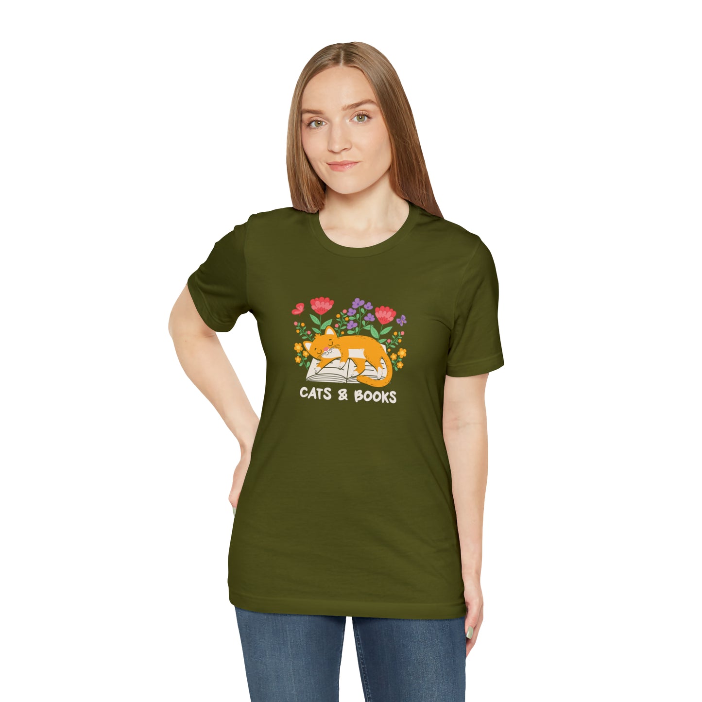 Cat Mom Shirt Cat Lover Tee Cute Book Cat Shirt Floral Book Shirt Book Lover Sweatshirt Reader Bookish Tee Cat Themed Gift For Women for men