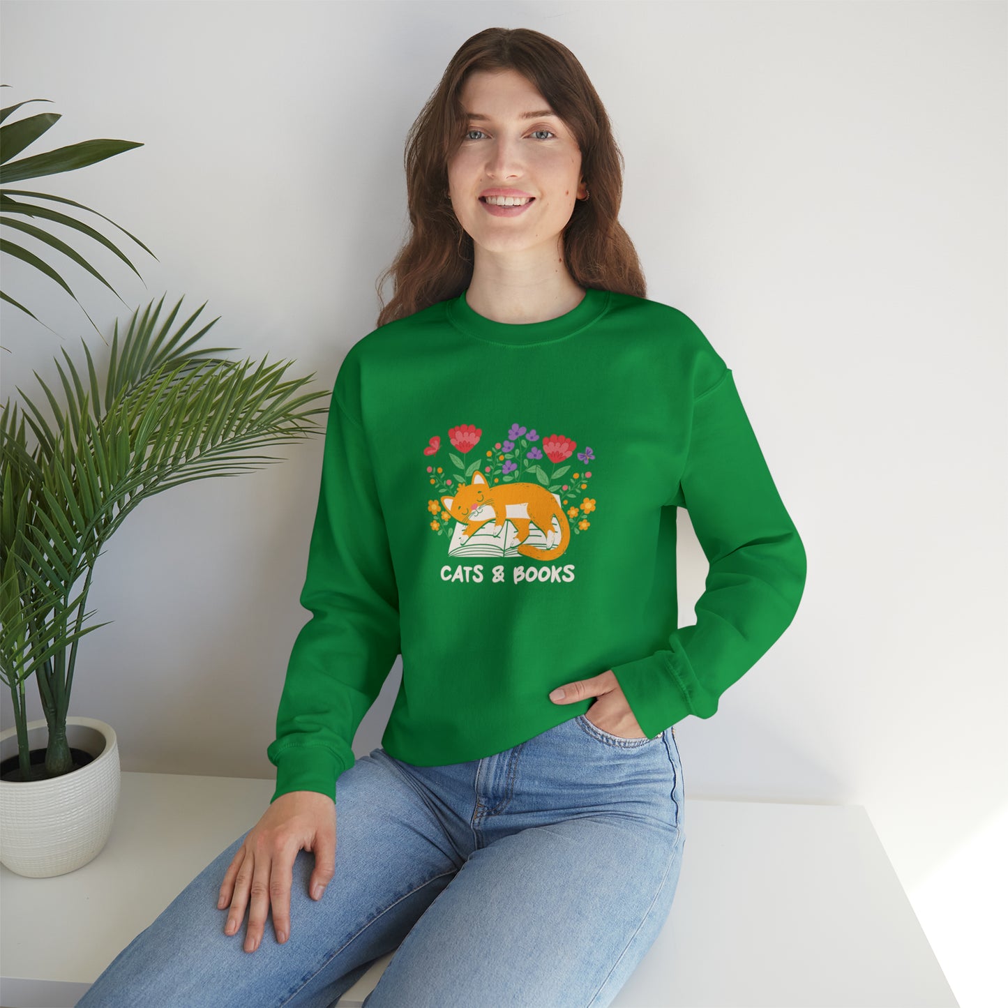Cat Mom Shirt Cat Lover Tee Cute Book Cat Shirt Floral Book Shirt Book Lover Sweatshirt Reader Bookish Tee Cat Themed Gift For Women for Men