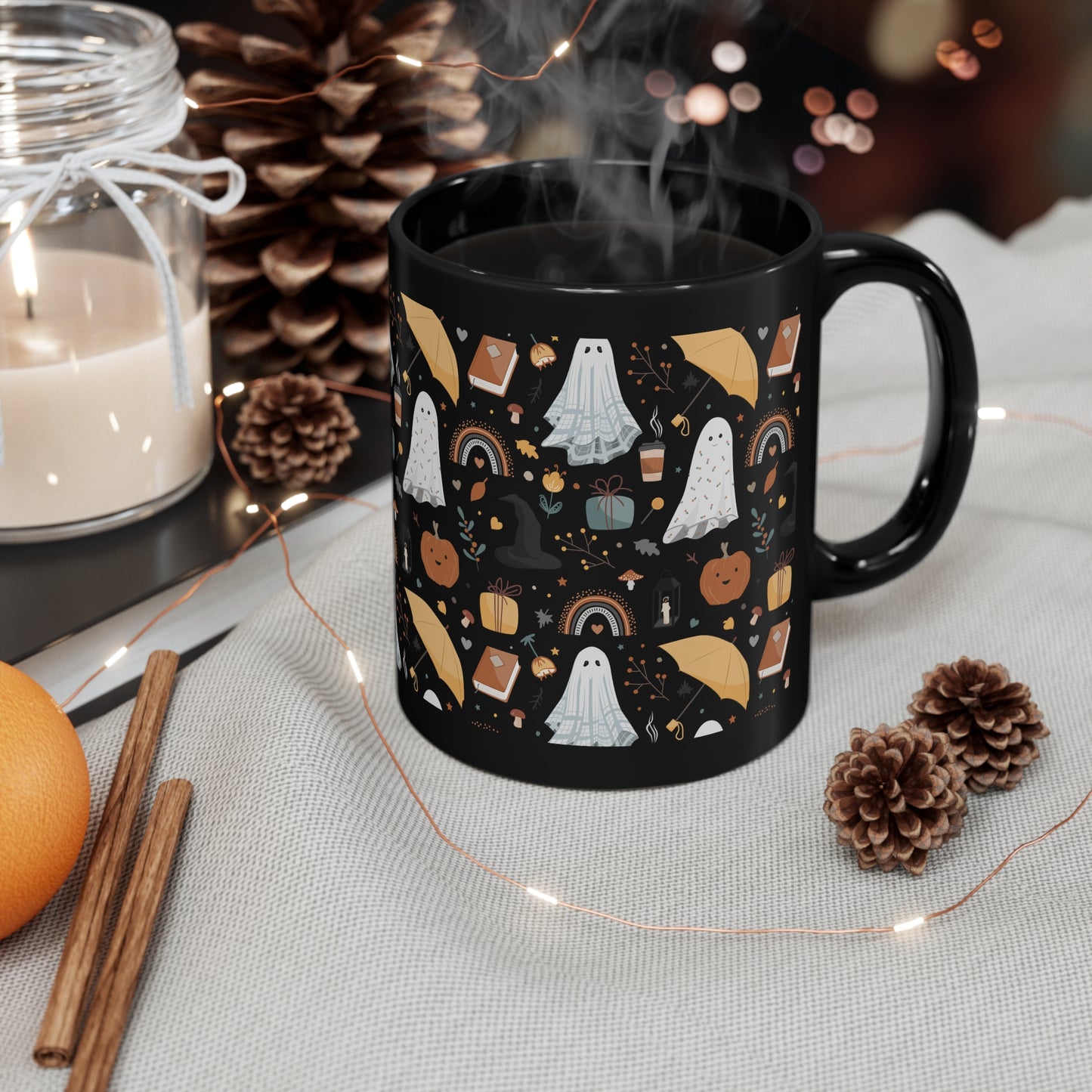 Halloween lover gift Halloween mug ghost mug coffee lover gift tea lover gift for her gift for him Mug Bestfriend Christmas 11oz Black Mug