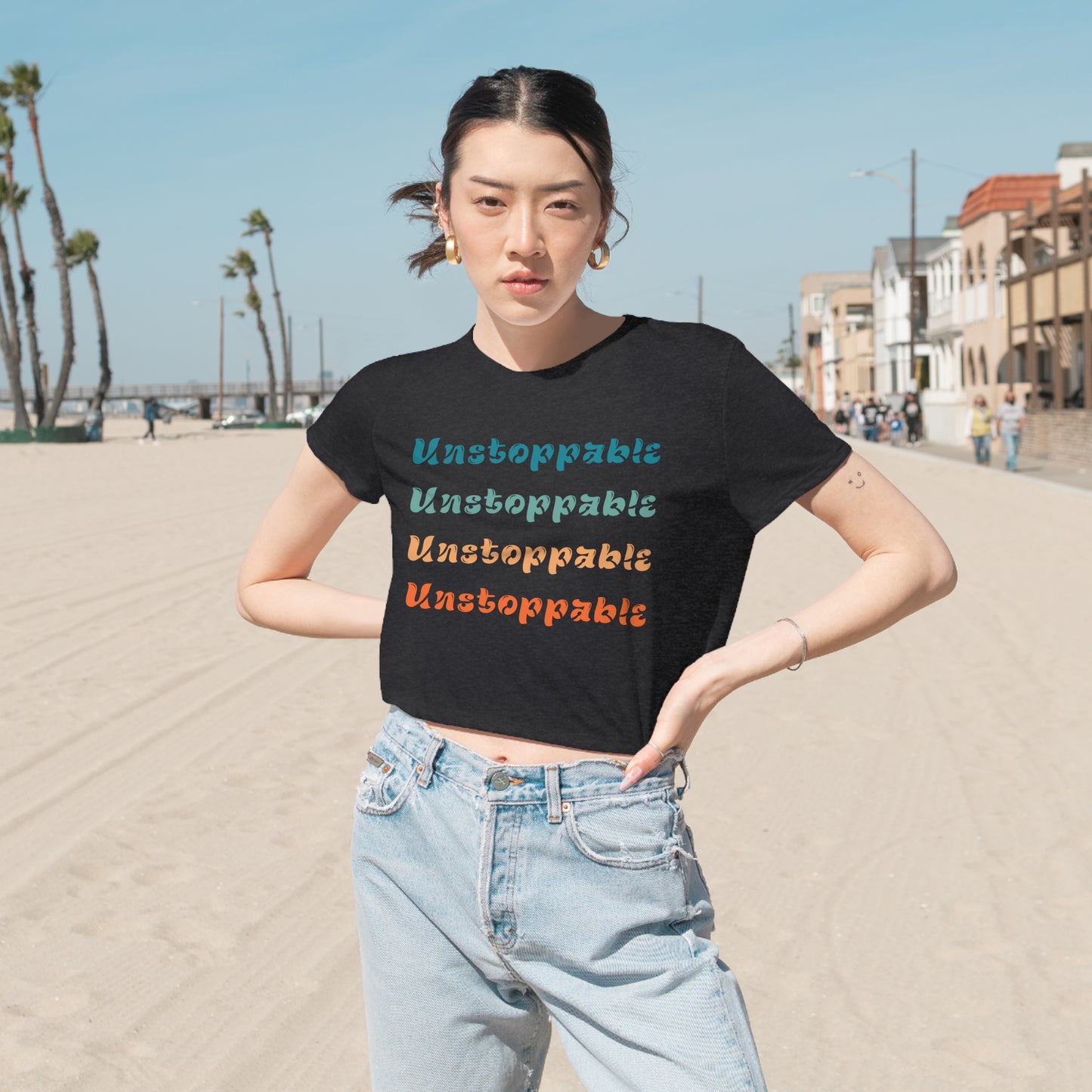 Unstoppable Crop top gift for her gift for him yoga crop top women T-shirt the universe is always on my side zen shirt Women's Cropped Tee