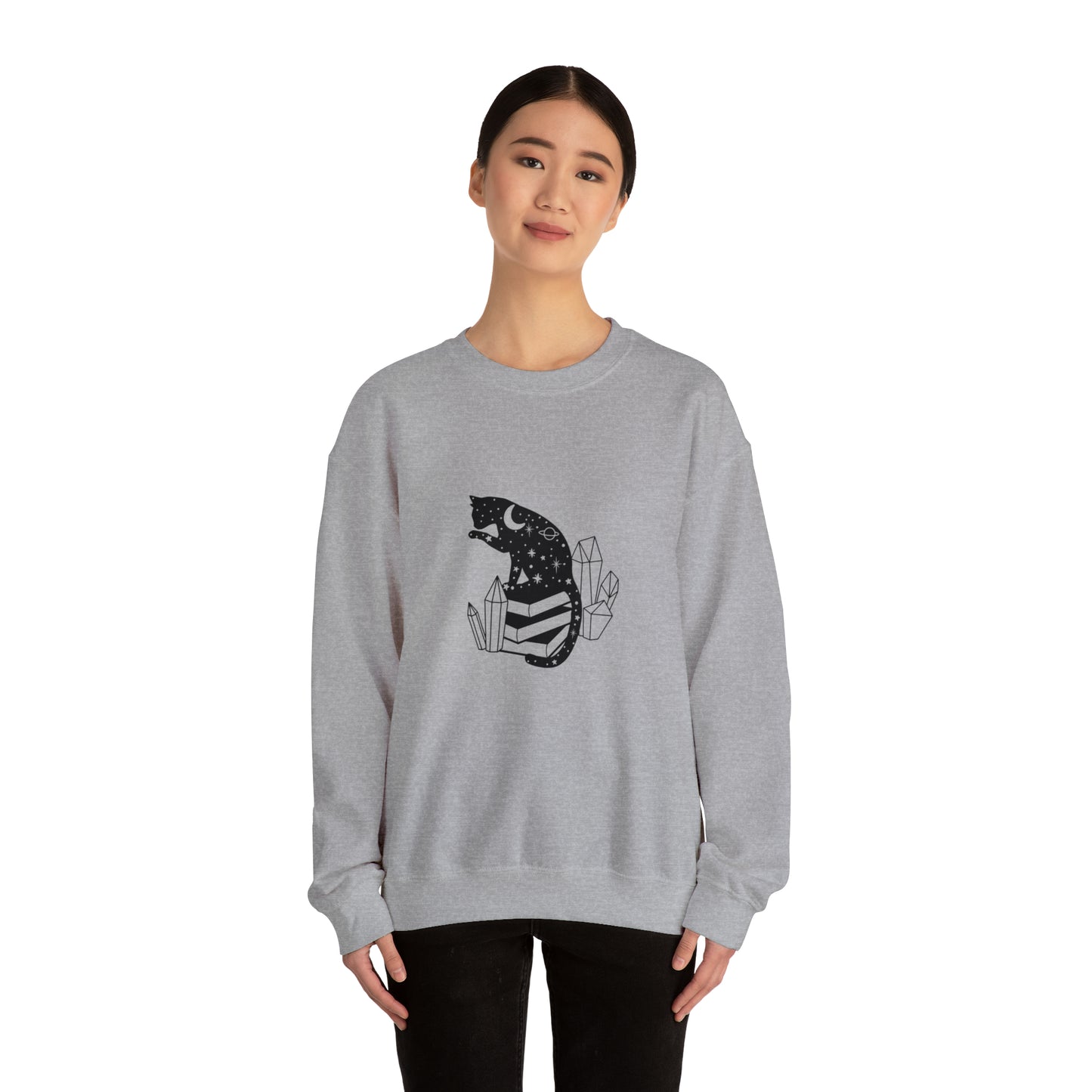 Cat lover Sweatshirt book lover sweater Crystal lover Shirt Halloween Cat Sweatshirt Gift for Cat Lover Gift for Cat Mom Gift moon