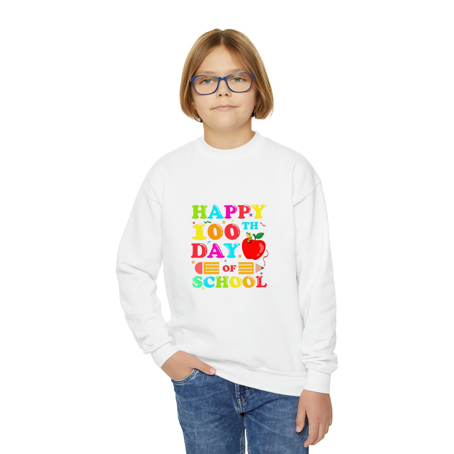 100 days of school sweater kid Christmas gift sweater youth sweatshirt Christmas Youth Crewneck Sweatshirt