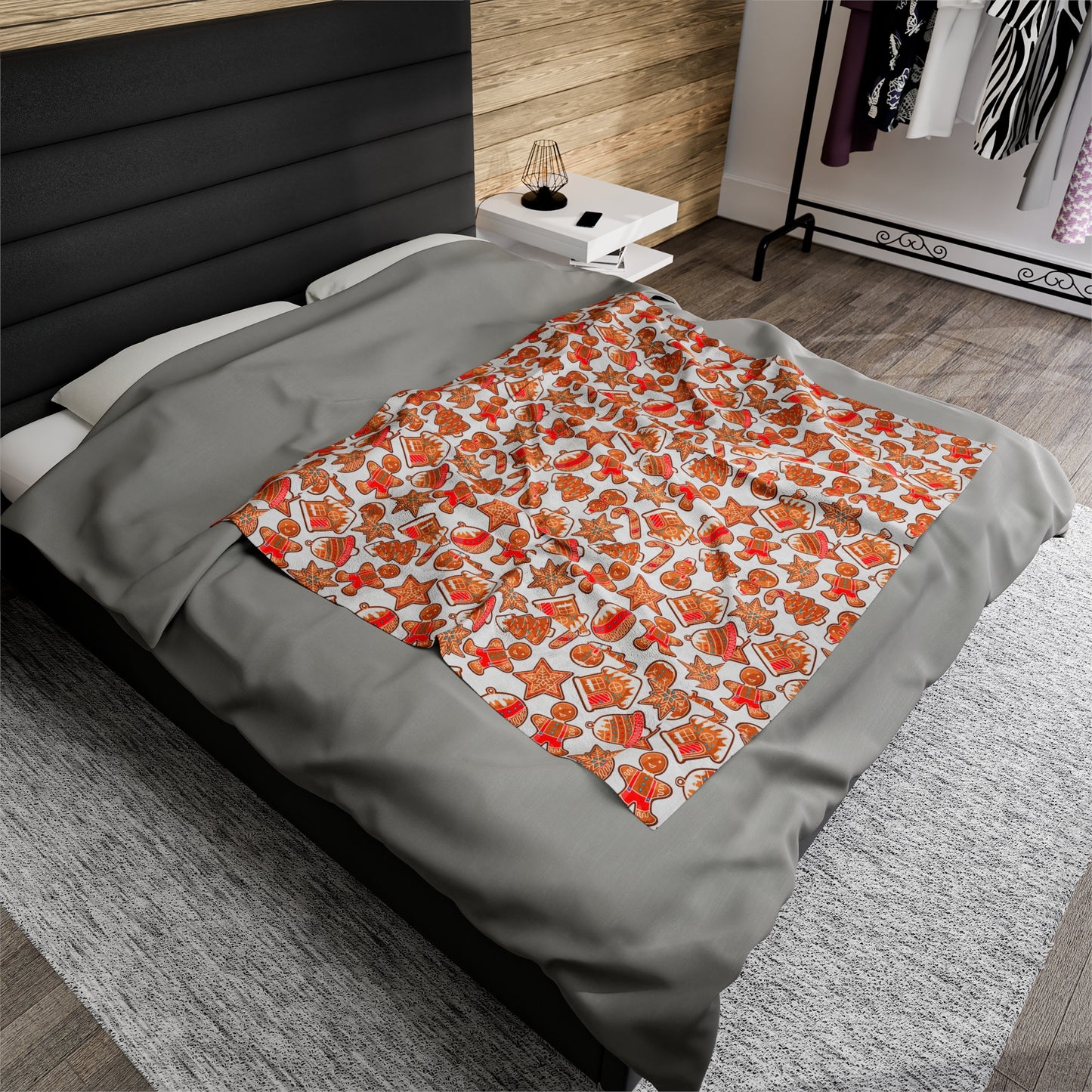 Gingerbread Christmas Blanket holiday blanket christmas movie watching blanket Merry christmas blanket Velveteen Plush Blanket