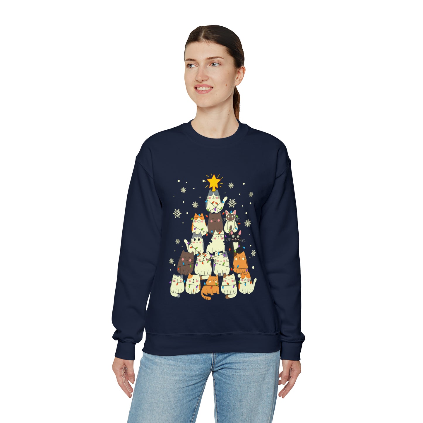 Cat Christmas sweater Kitty Christmas tree sweatshirt Family Cat lover gift for gift for him Merry Bright Christmas sweatshirt Christmas