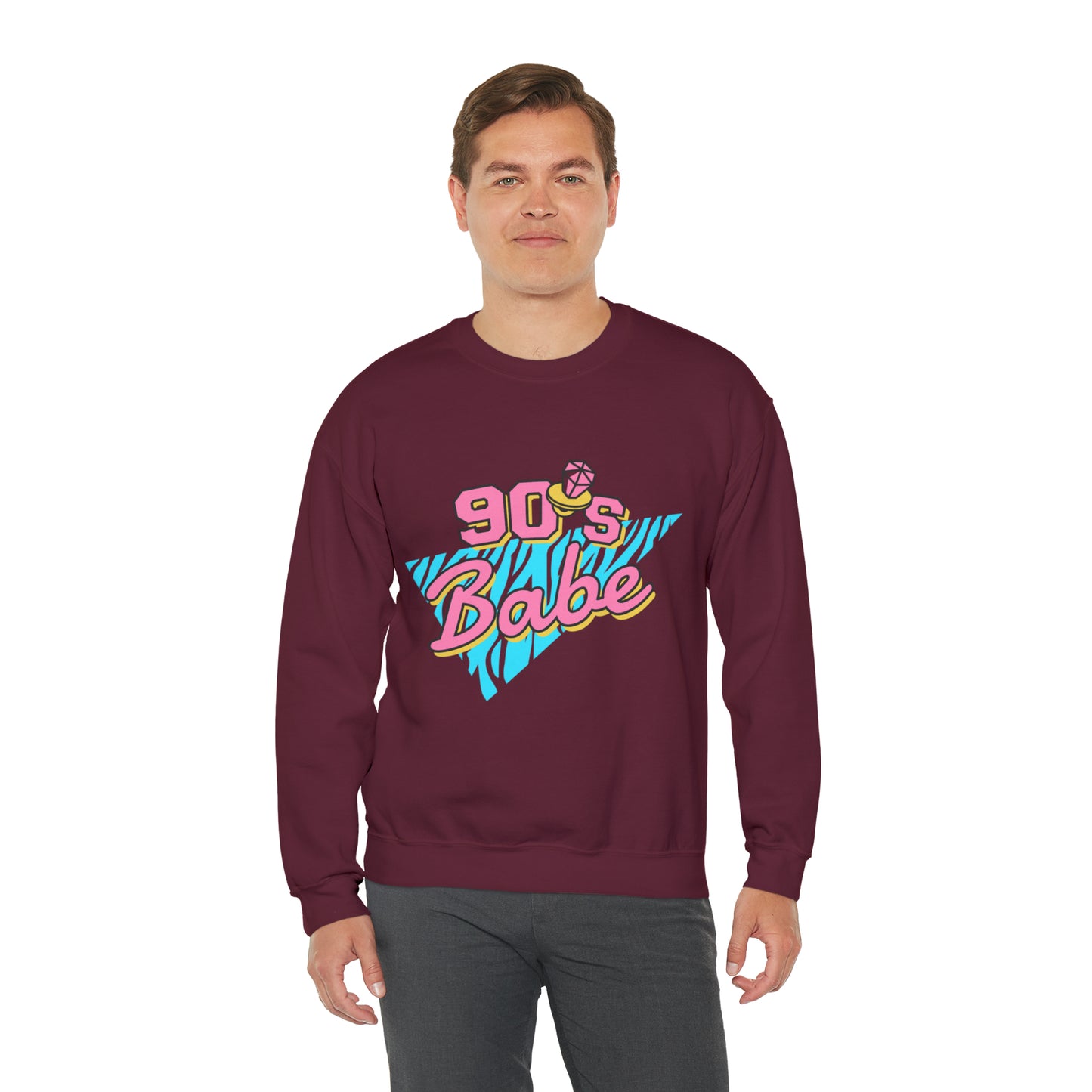 90's Babe Sweatshirt, Pink blue shirt, Unisex Heavy Blend Crewneck Sweatshirt
