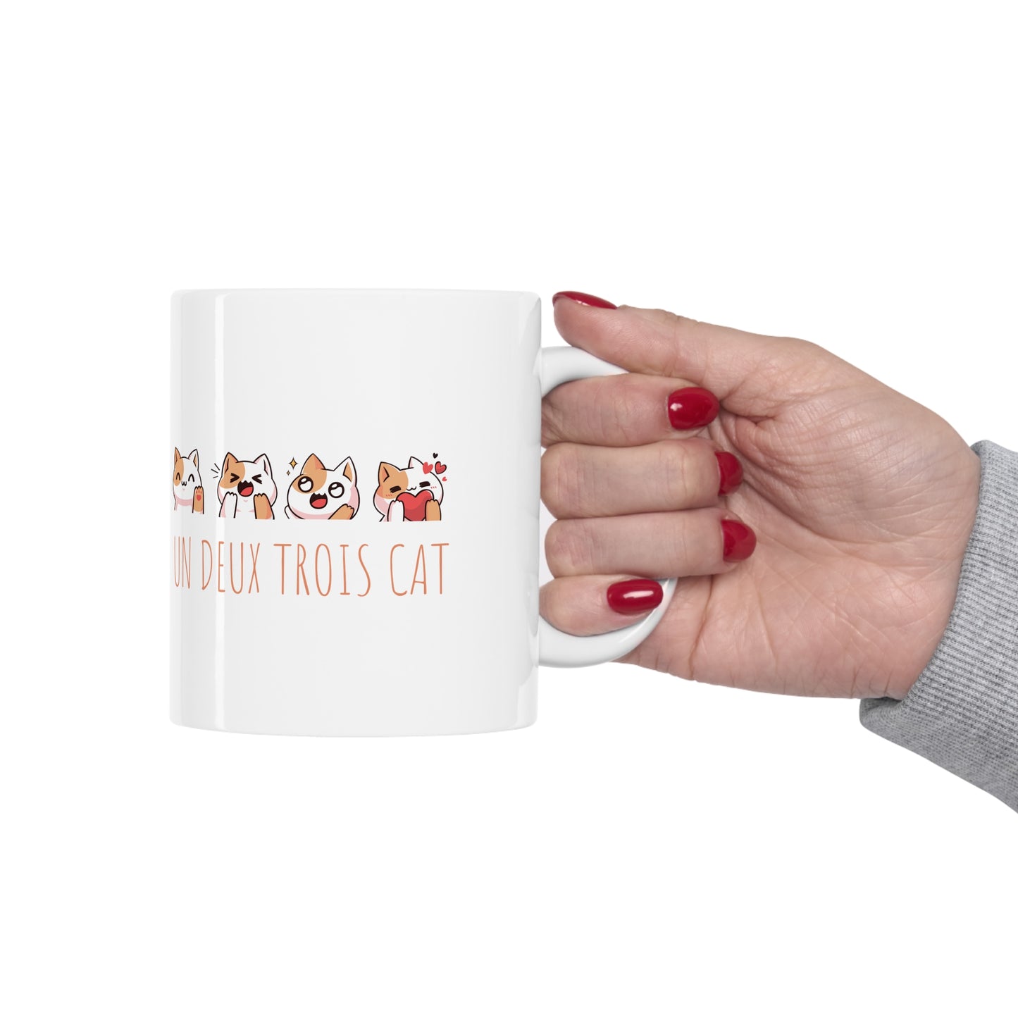 Funny cat Christmas mug un deux trois Cat lover gift coffee lover gift tea lover gift gift for her gift for him Mug 11oz Christmasgift