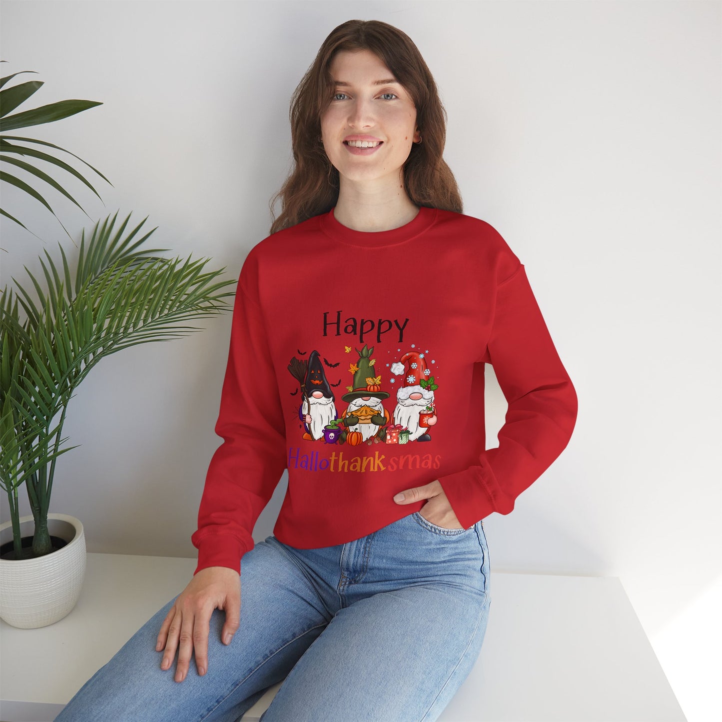 Happy Hallothanksmas Sweatshirt gnome Halloween sweater Gift For her for him Christmas Sweatshirt Cute Halloween Sweater HalloweenSweatshirt