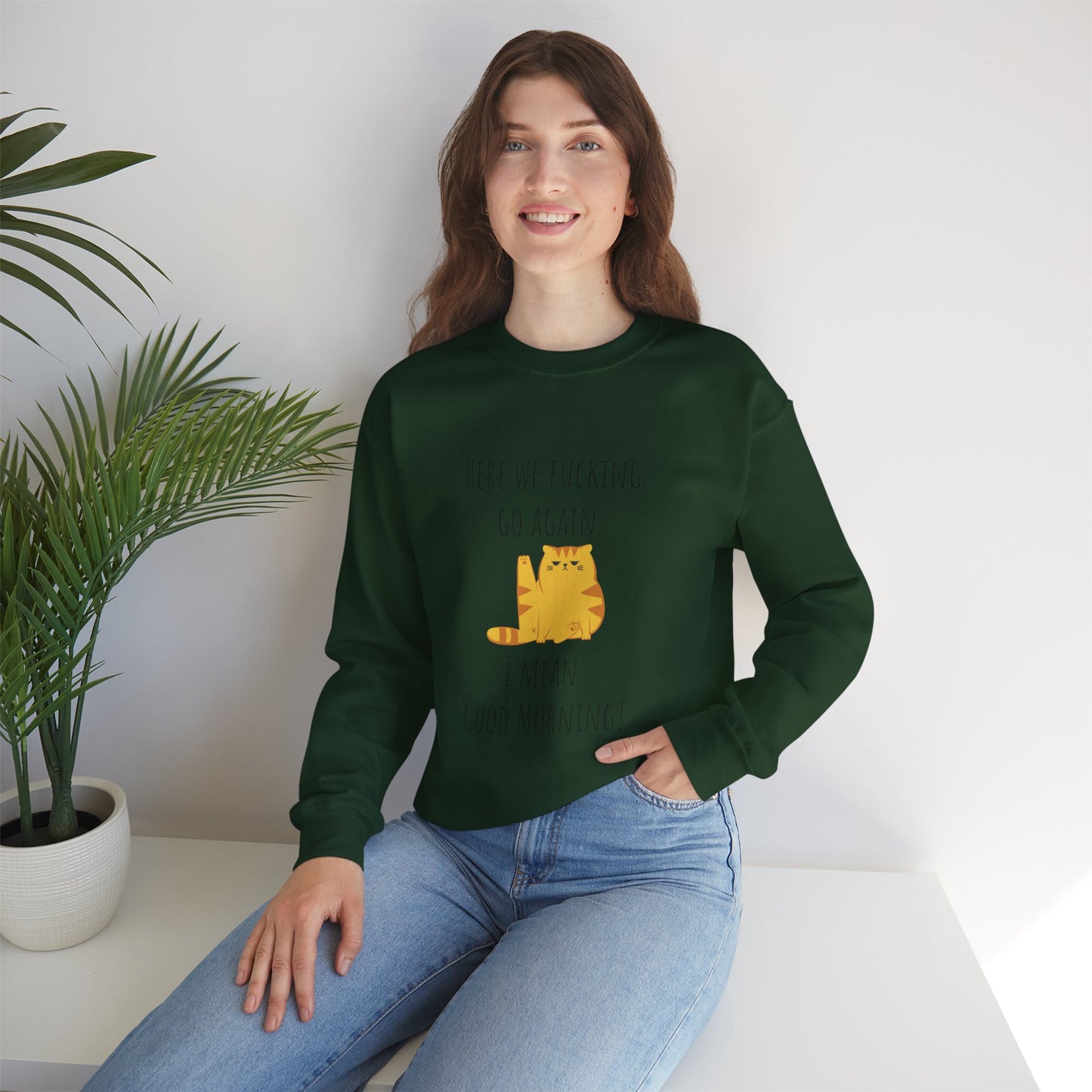 Grumpy cat sweater Here we go fucking again sweater gifts funny cat birthday gift Christmas sweatshirt gift for her for Women Christmas gift