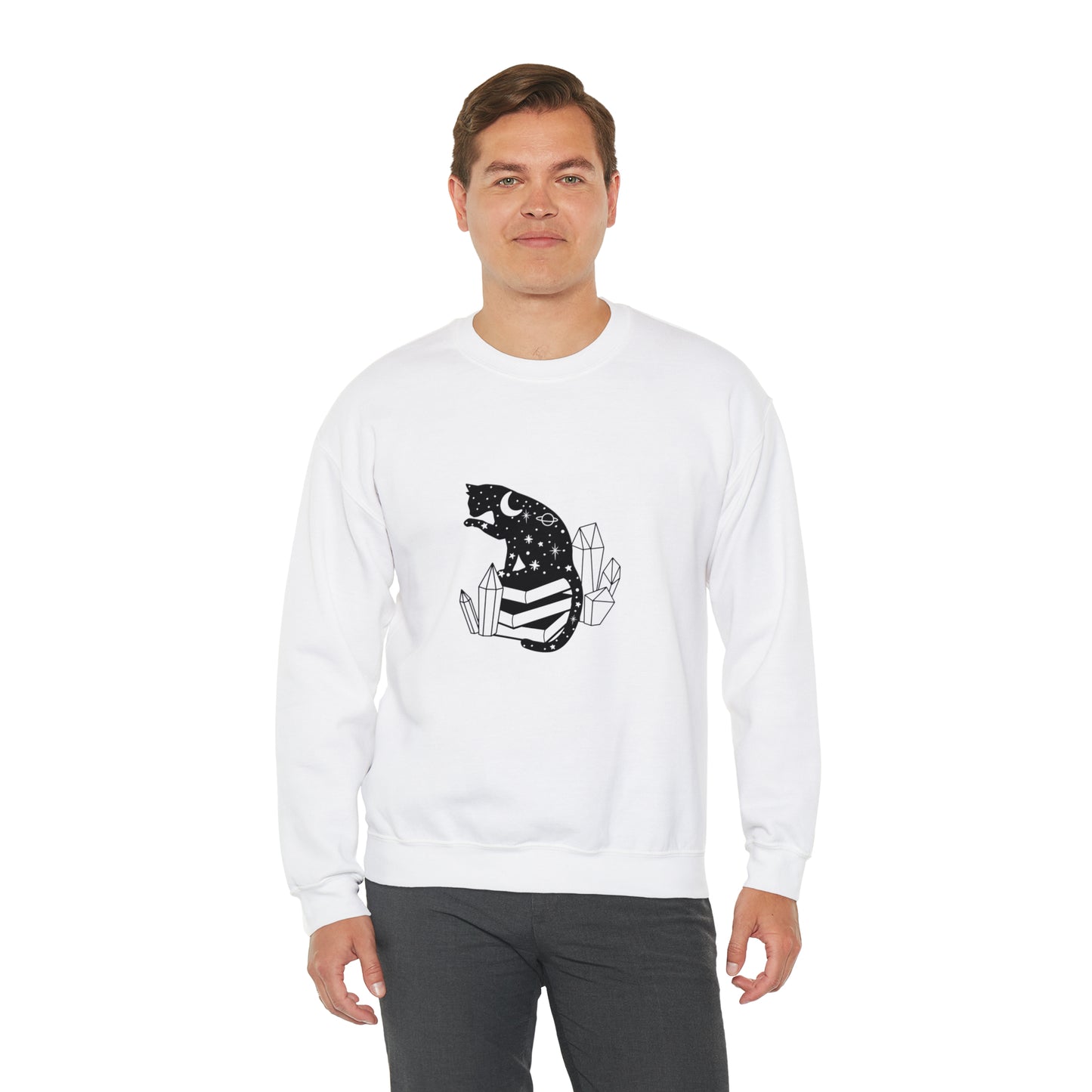 Cat lover Sweatshirt book lover sweater Crystal lover Shirt Halloween Cat Sweatshirt Gift for Cat Lover Gift for Cat Mom Gift moon