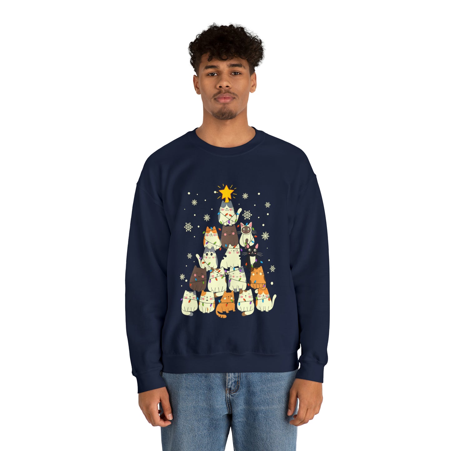 Cat Christmas sweater Kitty Christmas tree sweatshirt Family Cat lover gift for gift for him Merry Bright Christmas sweatshirt Christmas