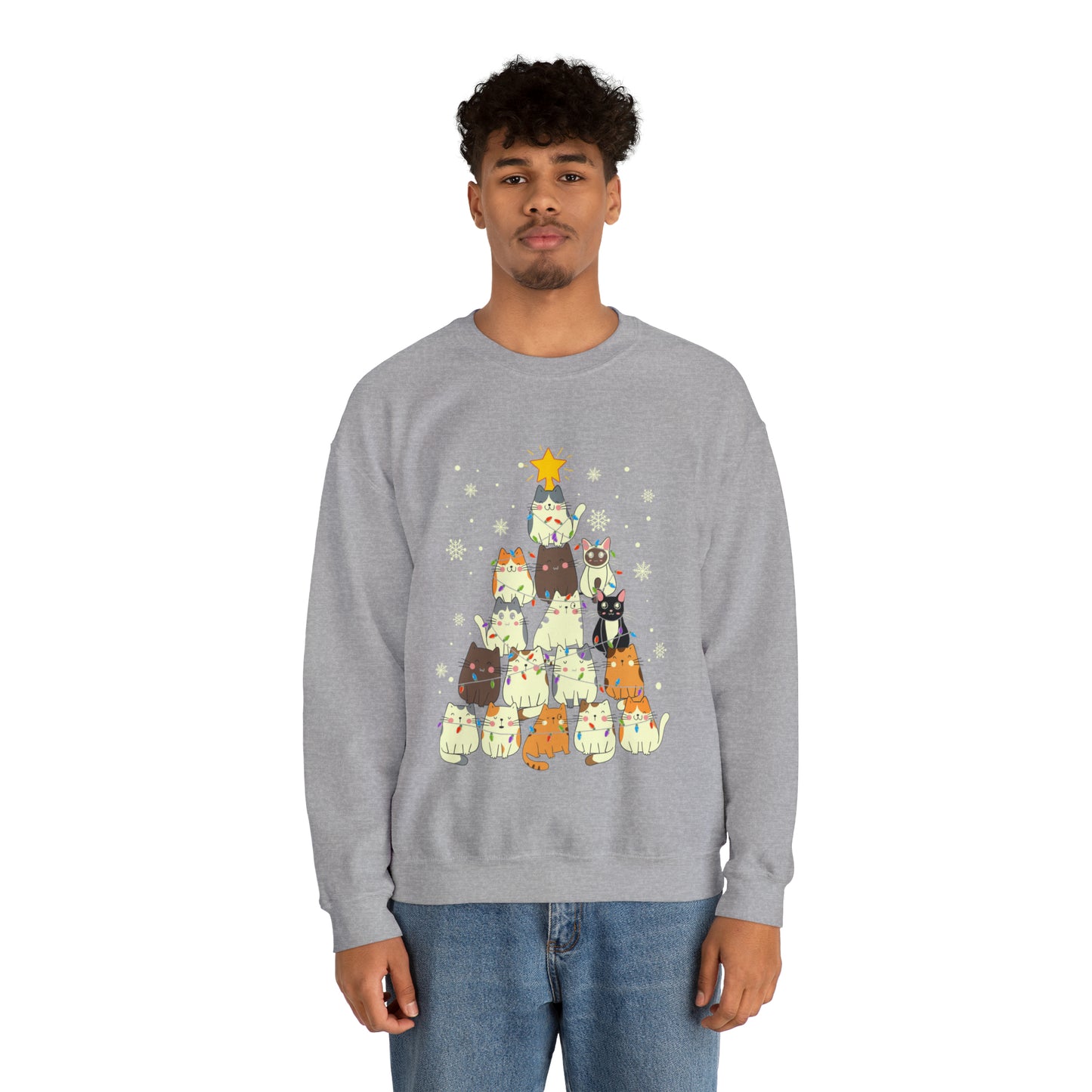 Cat Christmas sweater Kitty Christmas tree sweatshirt Family Cat lover gift for gift for him Merry Bright Christmas sweatshirt Christmas