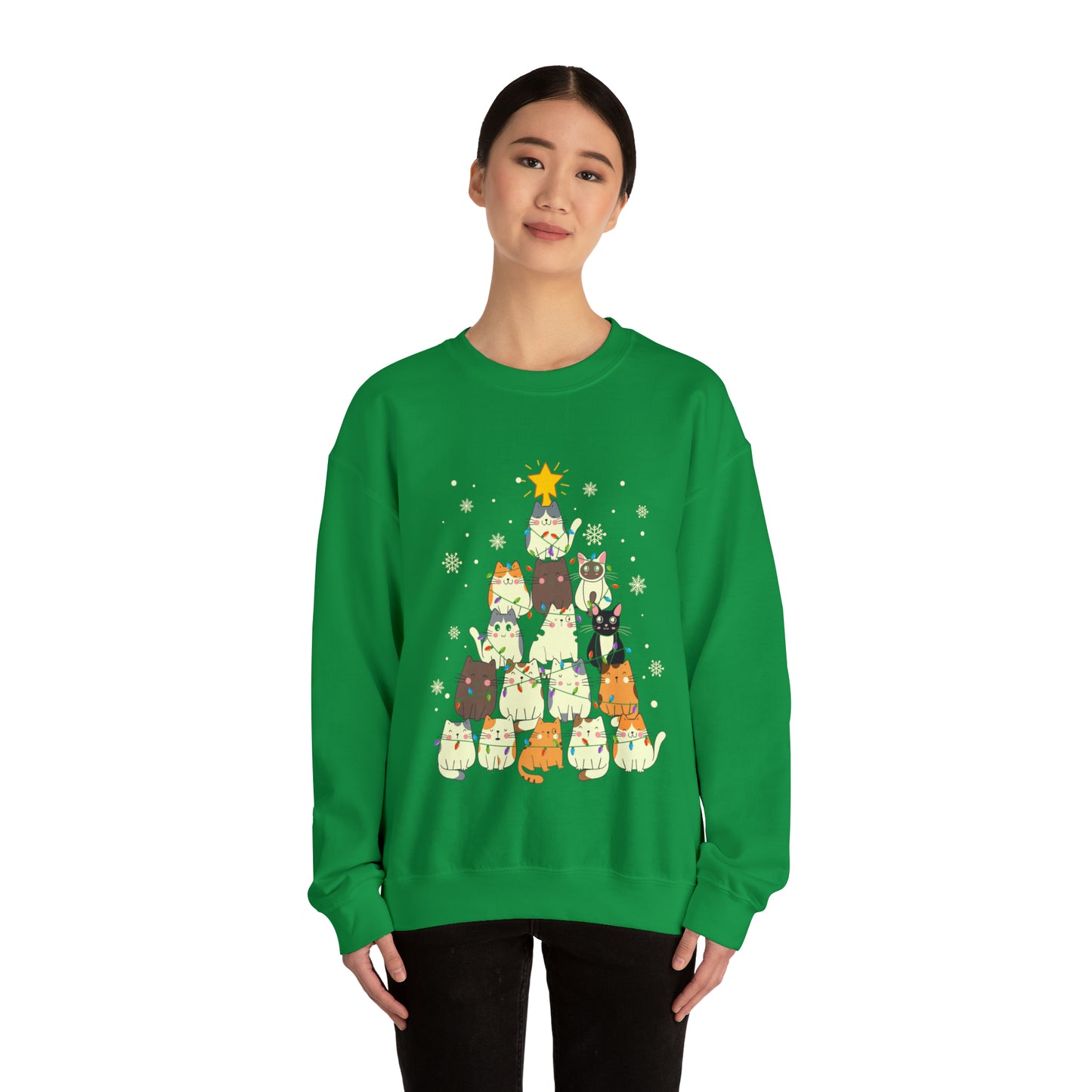 Cat Christmas sweater Kitty Christmas tree sweatshirt Family Cat lover gift for gift for him Merry Bright Christmas sweatshirt Christmas