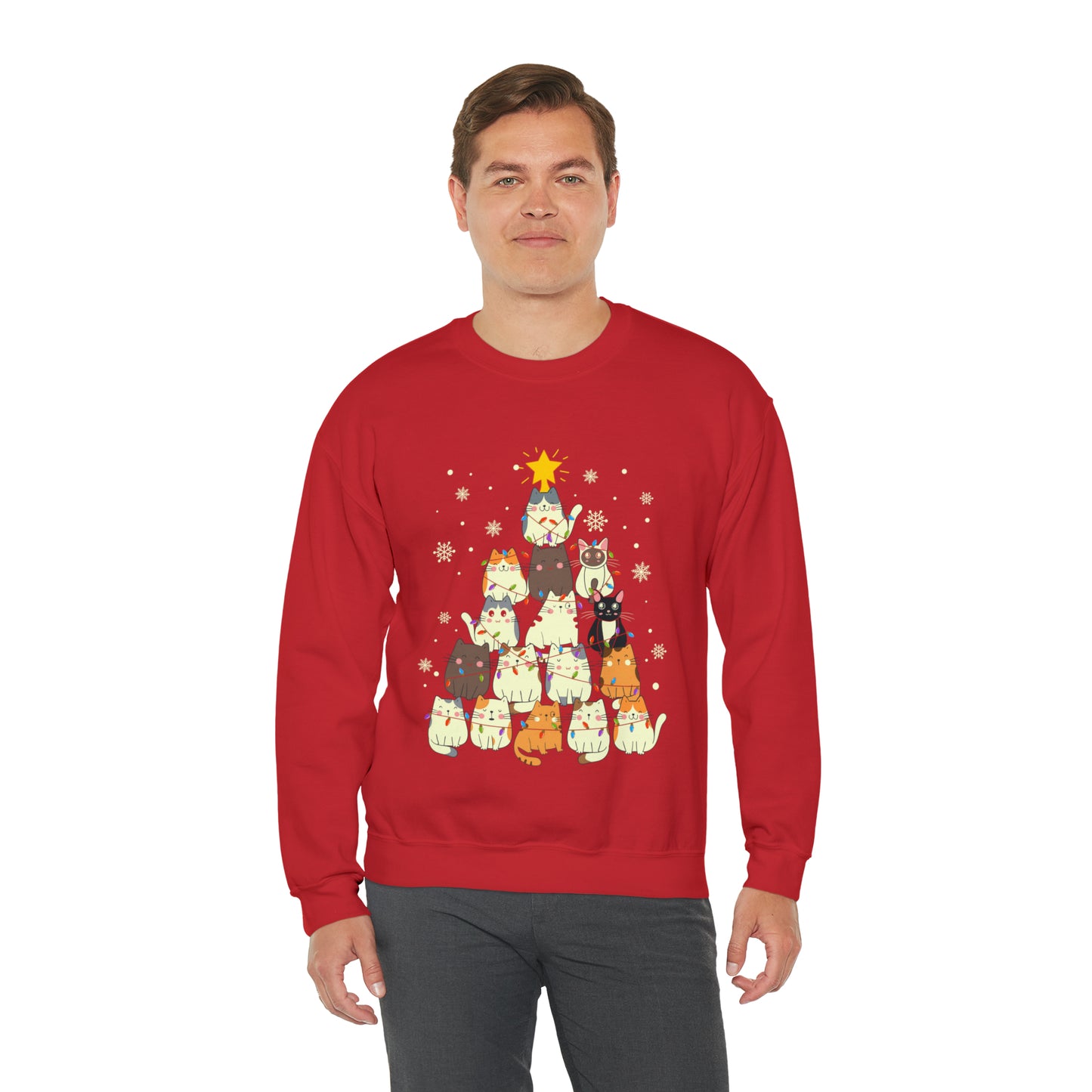Cat Christmas sweater Kitty Christmas tree sweatshirt Family Cat lover gift for gift for him Merry Bright Christmas sweatshirt Christmas