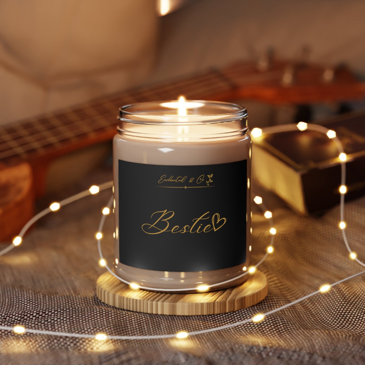 Bestie candle best friend gift black and gold Vanilla scented candle hand-poured candle Christmas gift Candles 9oz gift for her gift for him