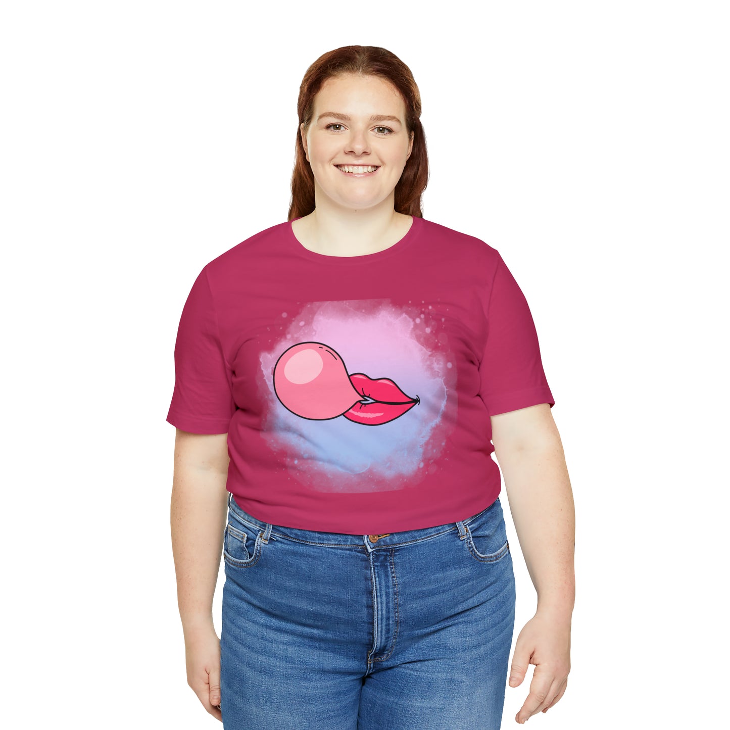 Bubble gum kiss shirt, Pink Gum Shirt, Galantine gift travel shirt, best friend trip, girls vacation trip, Unisex Jersey Short Sleeve Tee
