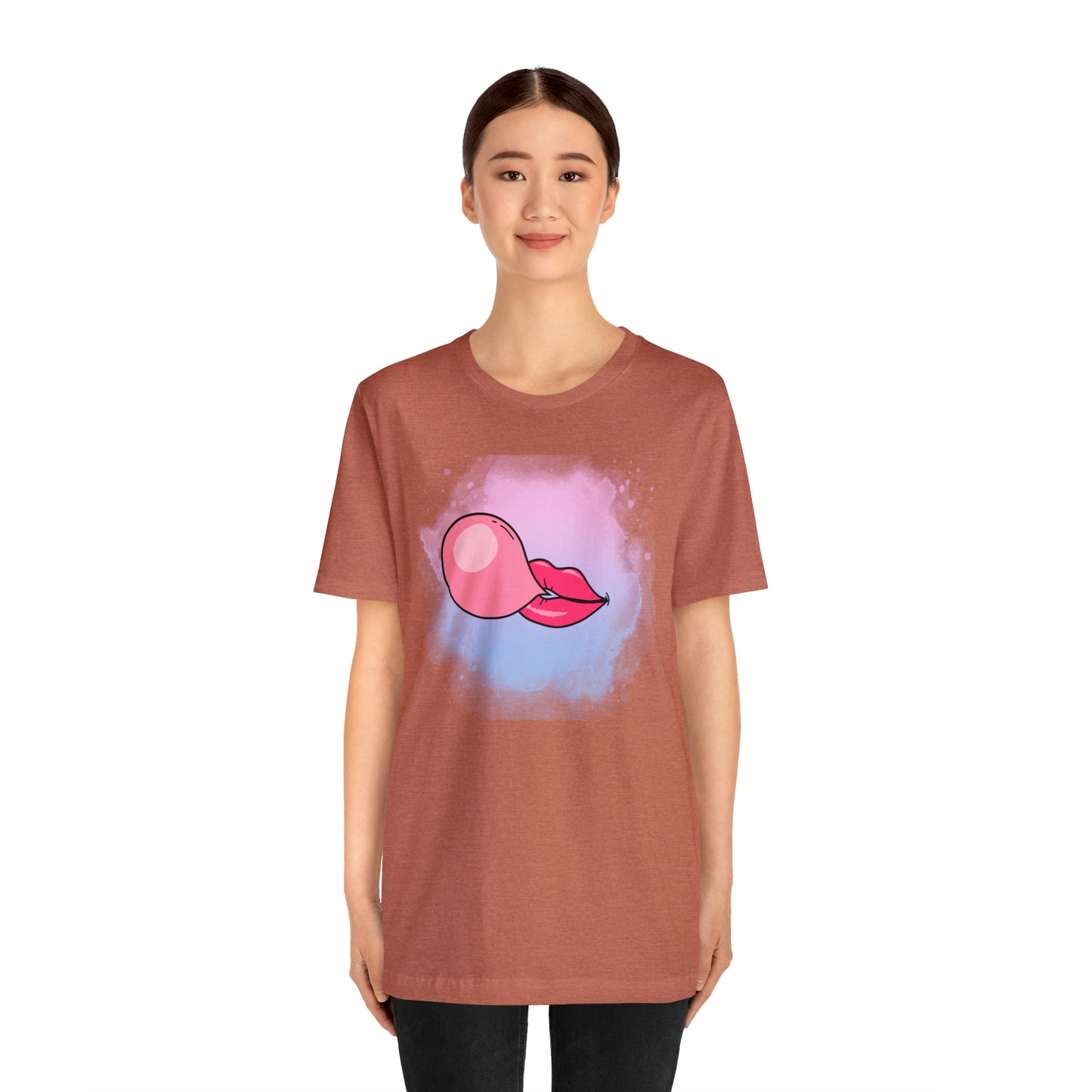 Bubble gum kiss shirt, Pink Gum Shirt, Galantine gift travel shirt, best friend trip, girls vacation trip, Unisex Jersey Short Sleeve Tee