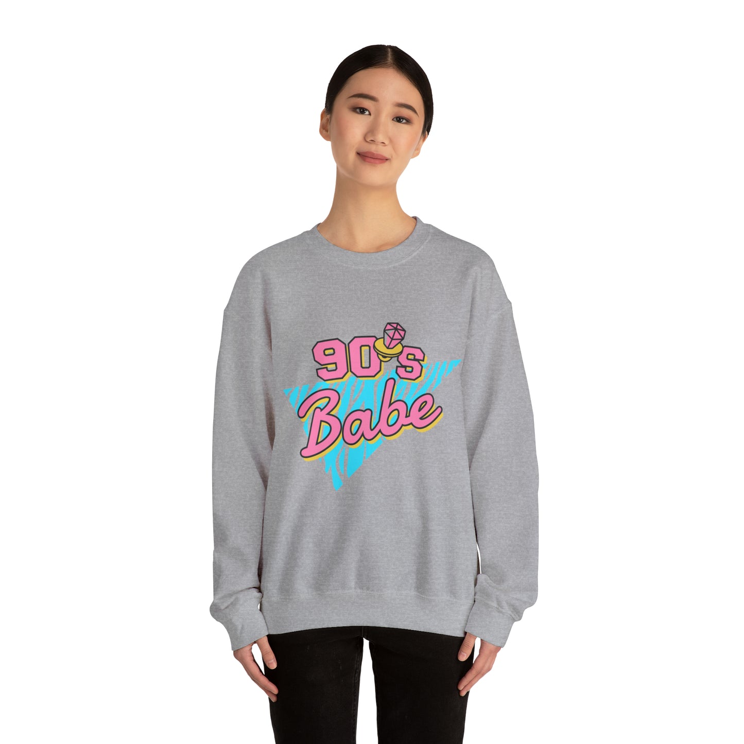 90's Babe Sweatshirt, Pink blue shirt, Unisex Heavy Blend Crewneck Sweatshirt