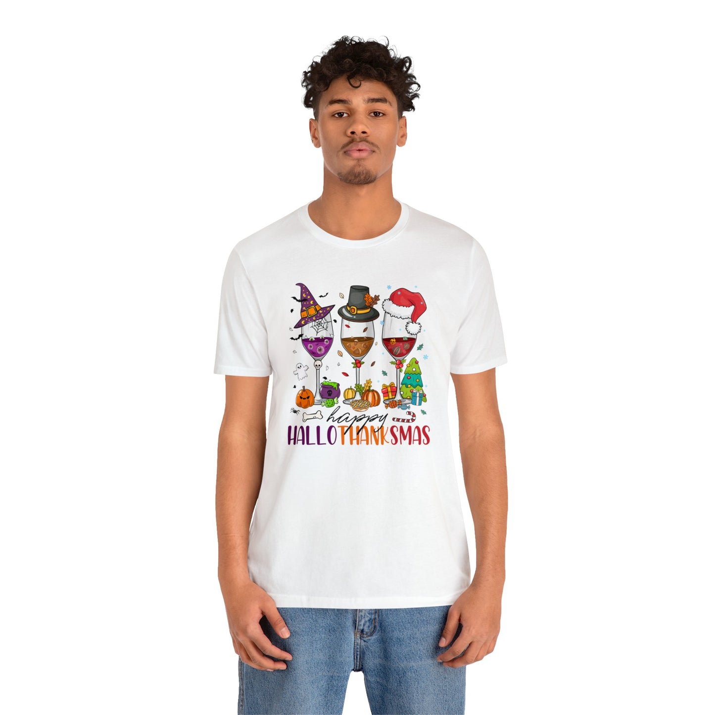 Wine lover shirt Happy holidays shirt Hallothanksmas gift for her gift for him happy Hallothanksmas Shirt Christmas gift Thanksgiving shirt