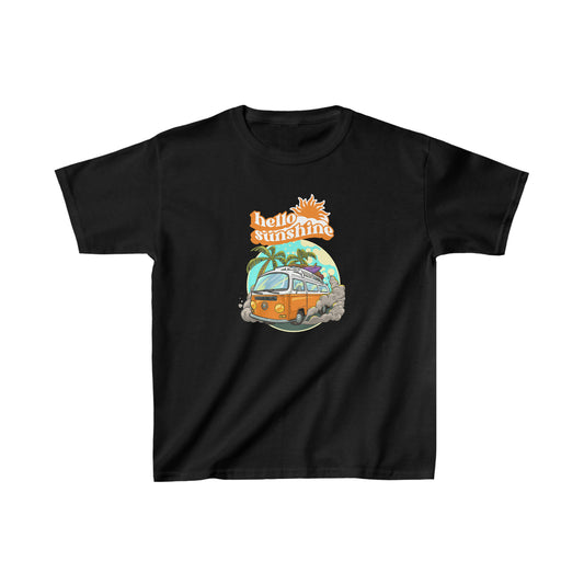 Retro Hello sunshine shirt kid summer shirt Bus party shirt birthday shirt kid birthday party shirt Christmas shirt Rainbow cloud kid shirt
