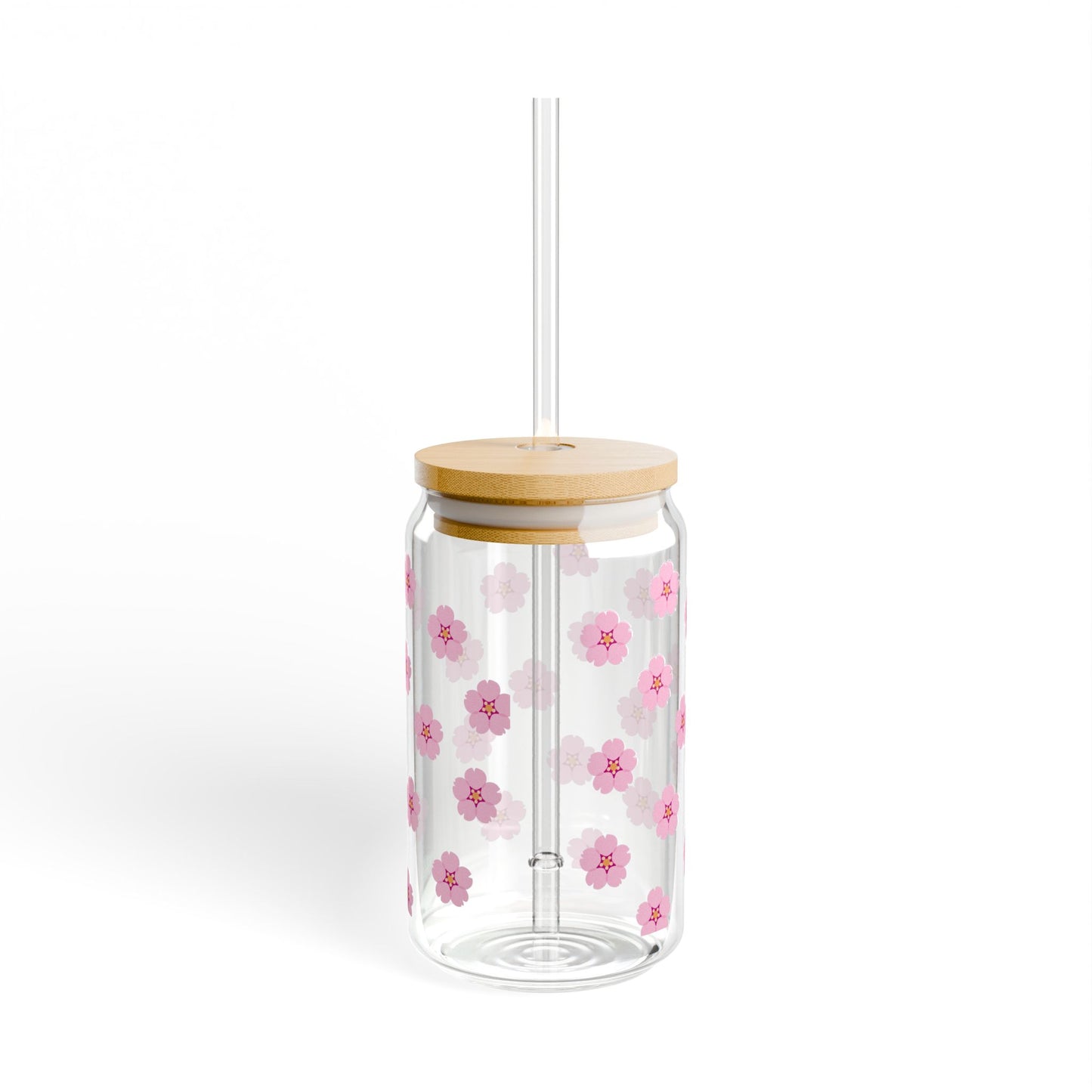 Pink floral sipper glass jar teacher drink floral glass Custom gift for her gift for teacher for mom for wife daughter bestie Sipper Glass