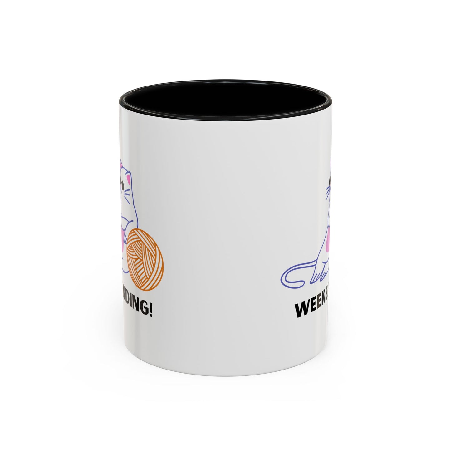 Cat Lover mug weekending vibes yarn lover Coffee Mug Funny Cat Mug Cute Kitty Cup, Cat Lady, Cat Dad, Pet Owner Gift, Cat Mug with Yarn Ball