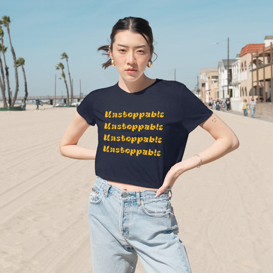 Unstoppable crop top shirt yoga crop top women T-shirt gift for her gift for him zen shirt Women's Flowy Cropped Tee