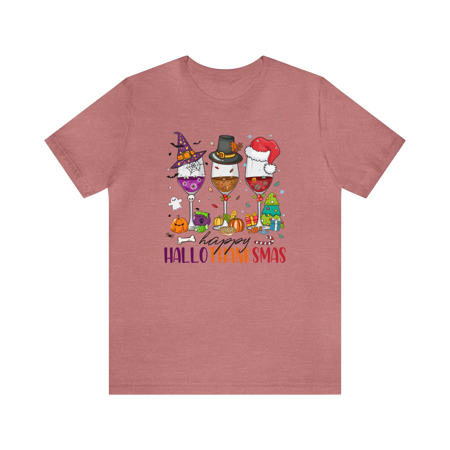 Wine lover shirt Happy holidays shirt Hallothanksmas gift for her gift for him happy Hallothanksmas Shirt Christmas gift Thanksgiving shirt