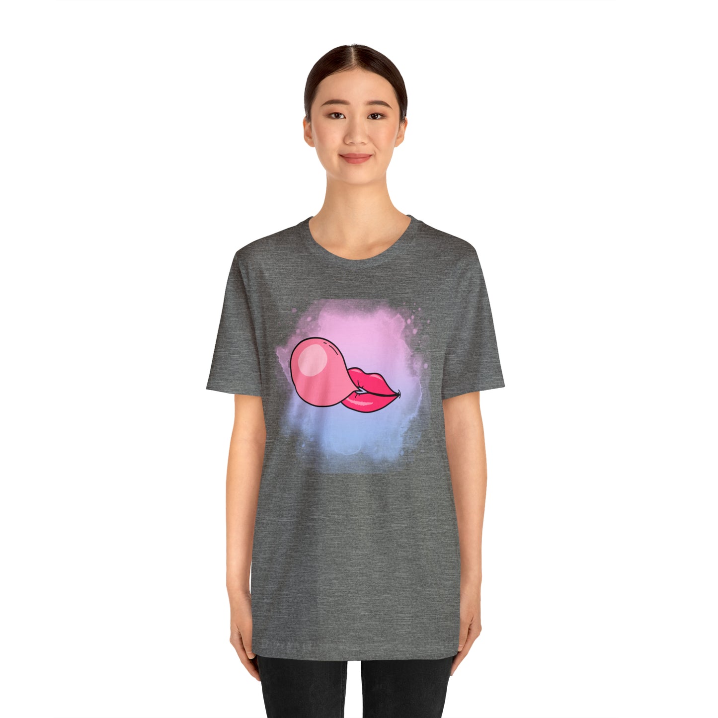 Bubble gum kiss shirt, Pink Gum Shirt, Galantine gift travel shirt, best friend trip, girls vacation trip, Unisex Jersey Short Sleeve Tee