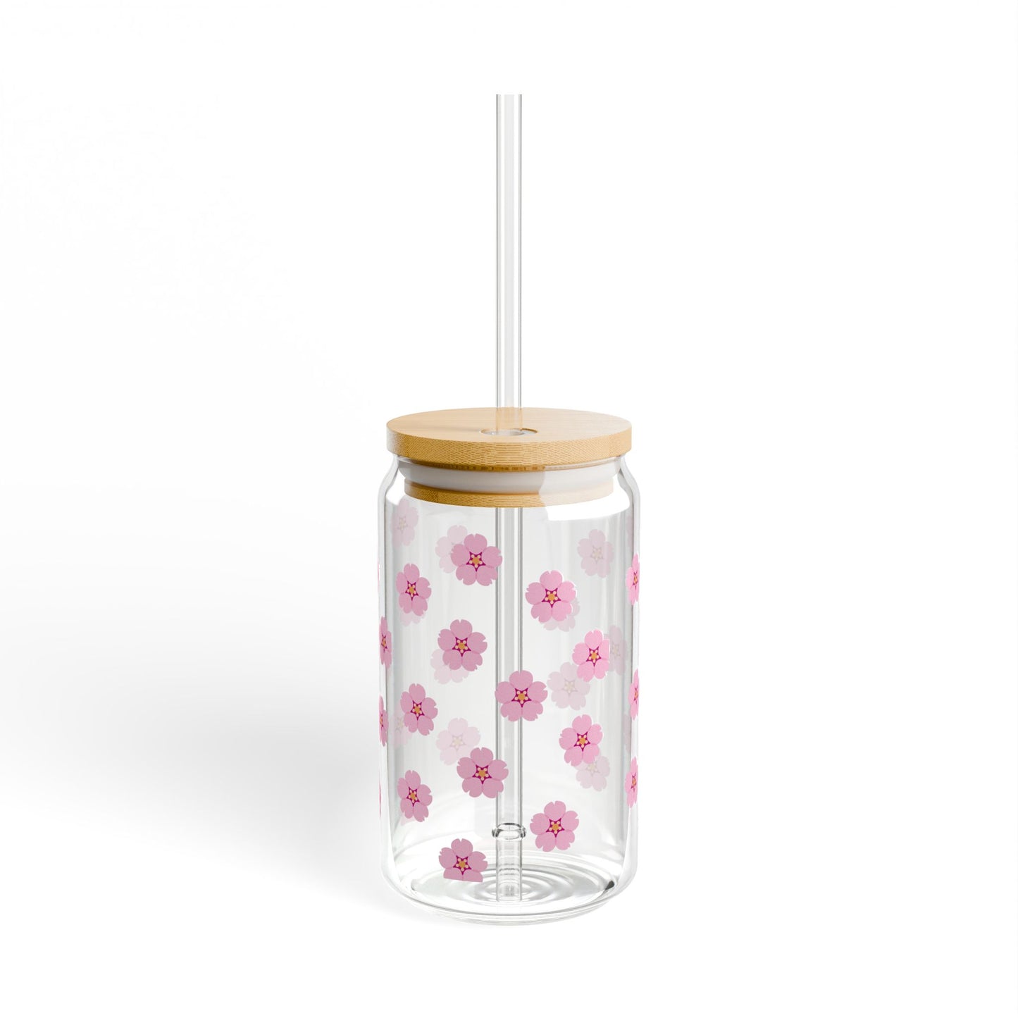 Pink floral sipper glass jar teacher drink floral glass Custom gift for her gift for teacher for mom for wife daughter bestie Sipper Glass