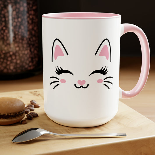 Cute cat face mug Christmas mug gift for mom gift mug Floral mug gift for her Mug funny gift for wife Coffee Mugs Christmas gift 15oz