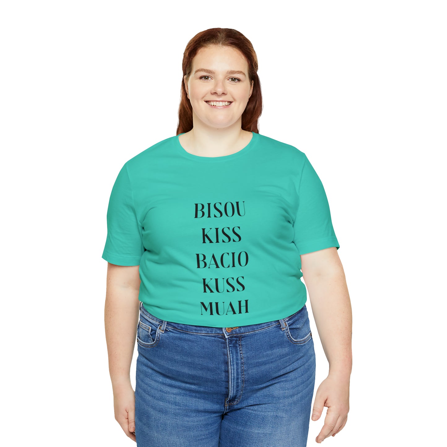 Bisou kiss shirt, travel shirt, best friend trip, girls vacation trip, Unisex Jersey Short Sleeve Tee